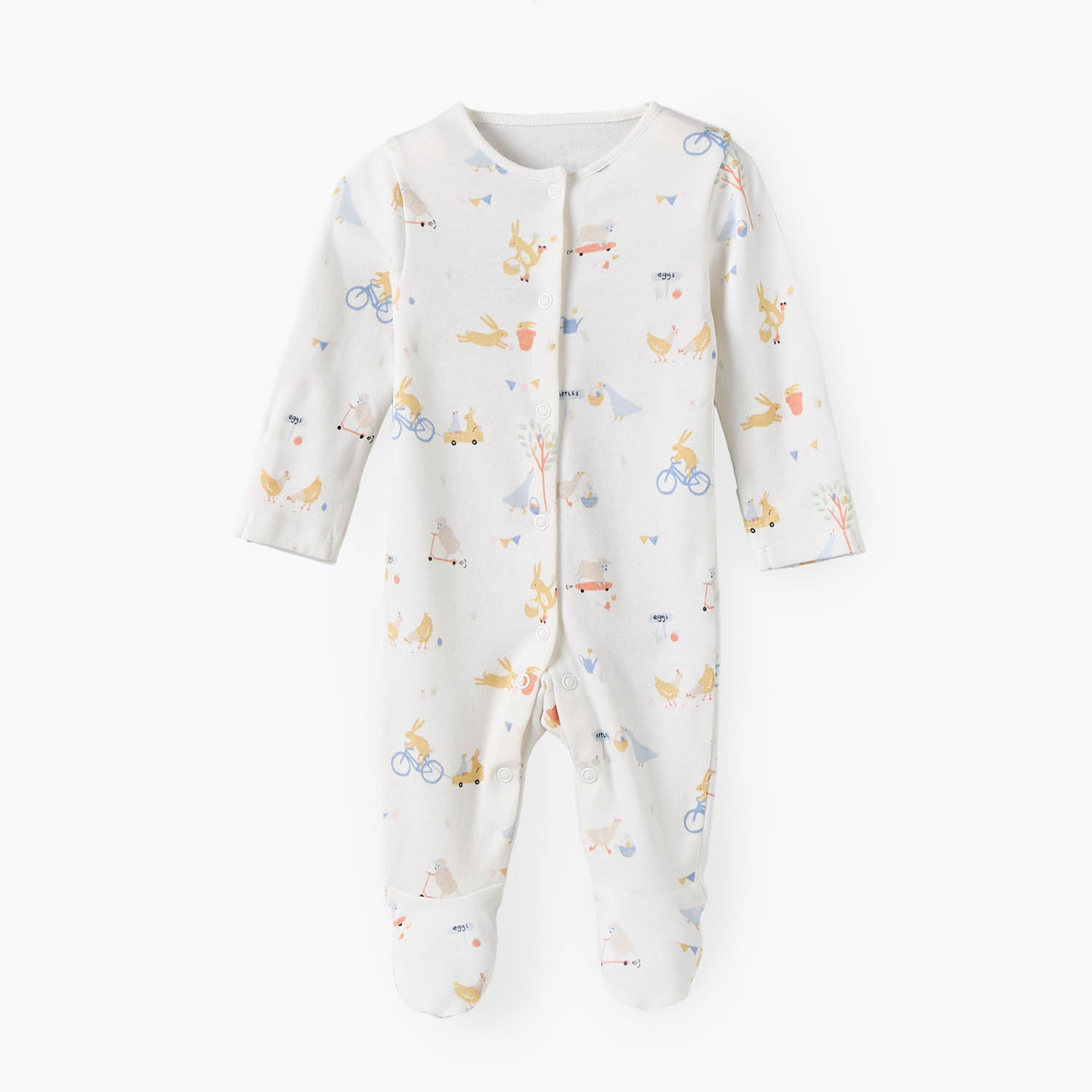 Pack of 3 Juniors Cotton Crew Neck Long Sleeves Sleepsuit with Bunny Print-baby-girls-clothing-nightwear-sleepsuits-image-2