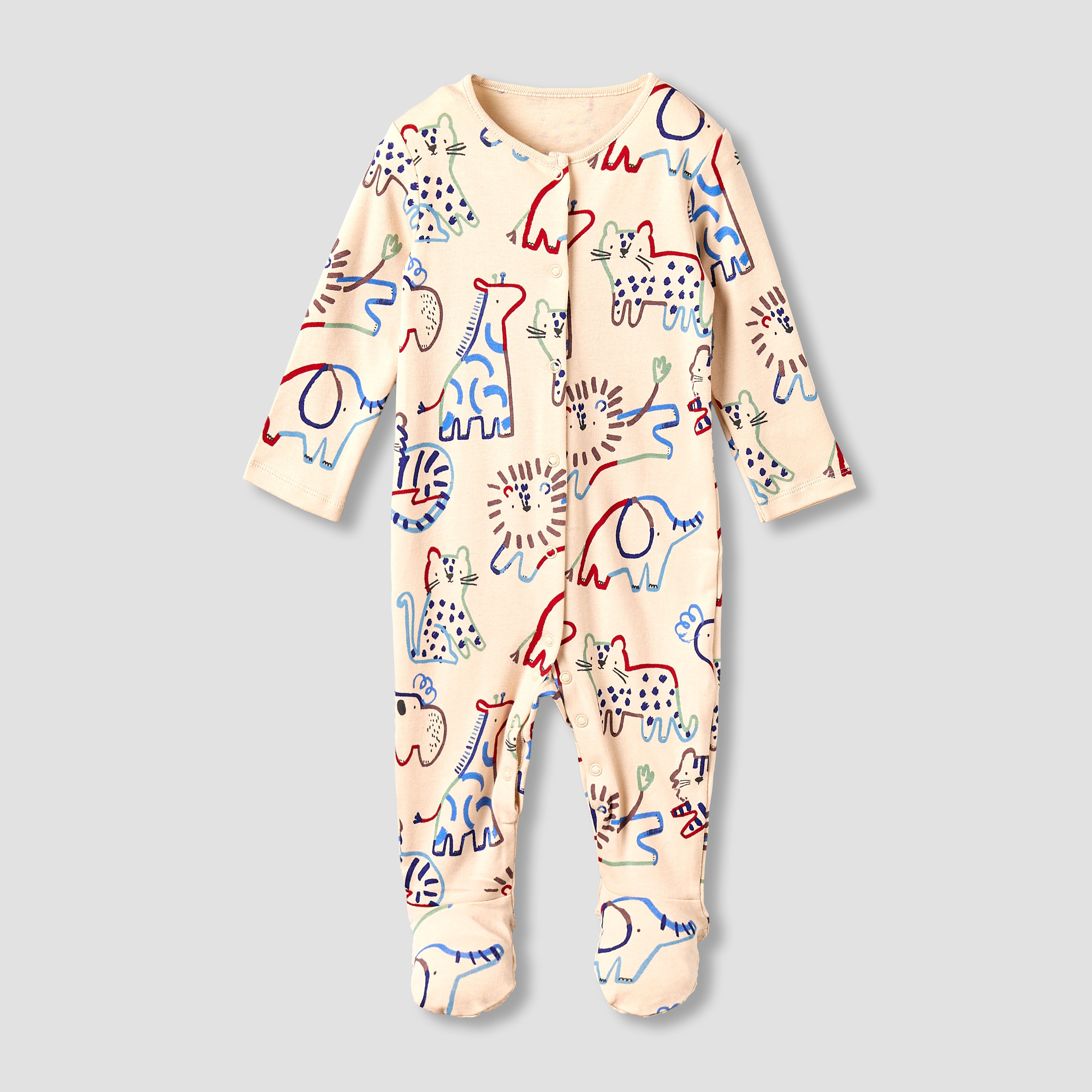 Pack of 3 Juniors Cotton Round Neck Long Sleeves Sleepsuit with Animal Print-baby-boys-clothing-nightwear-sleepsuits-image-3