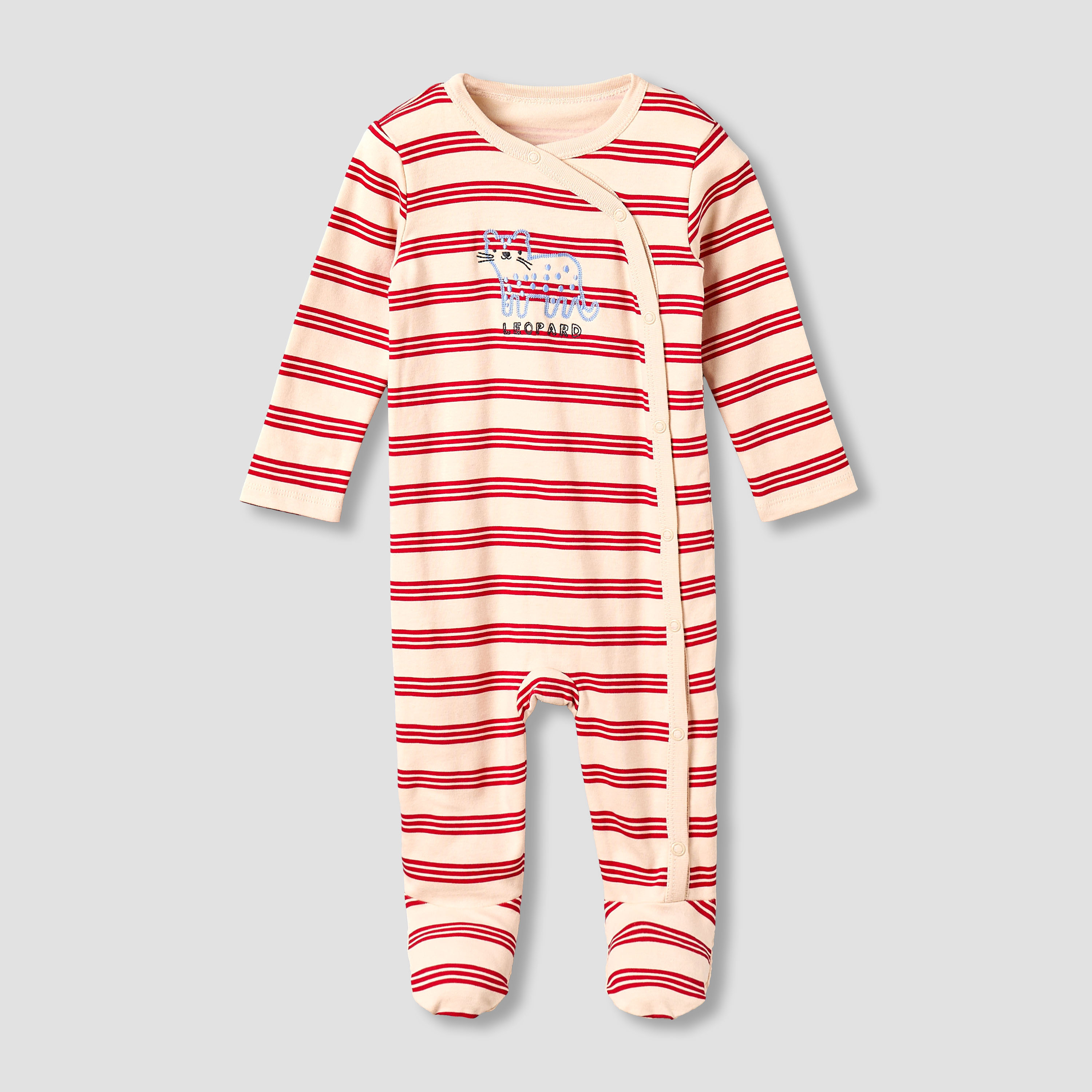 Pack of 3 Juniors Cotton Round Neck Long Sleeves Sleepsuit with Animal Print-baby-boys-clothing-nightwear-sleepsuits-image-5