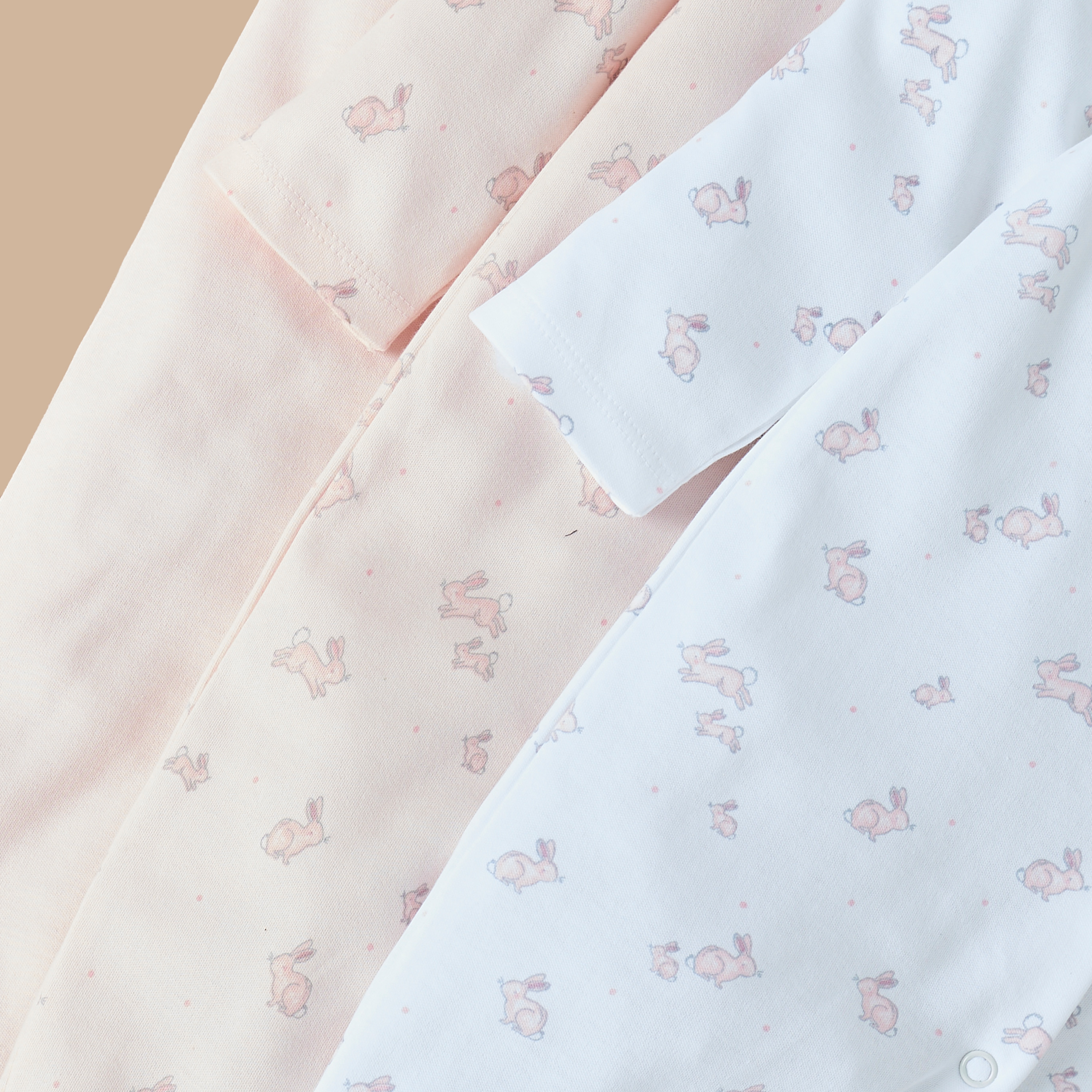 Juniors Bunny Print Footed Sleepsuit with Long Sleeves - Set of 3-baby-girls-clothing-nightwear-sleepsuits-image-6