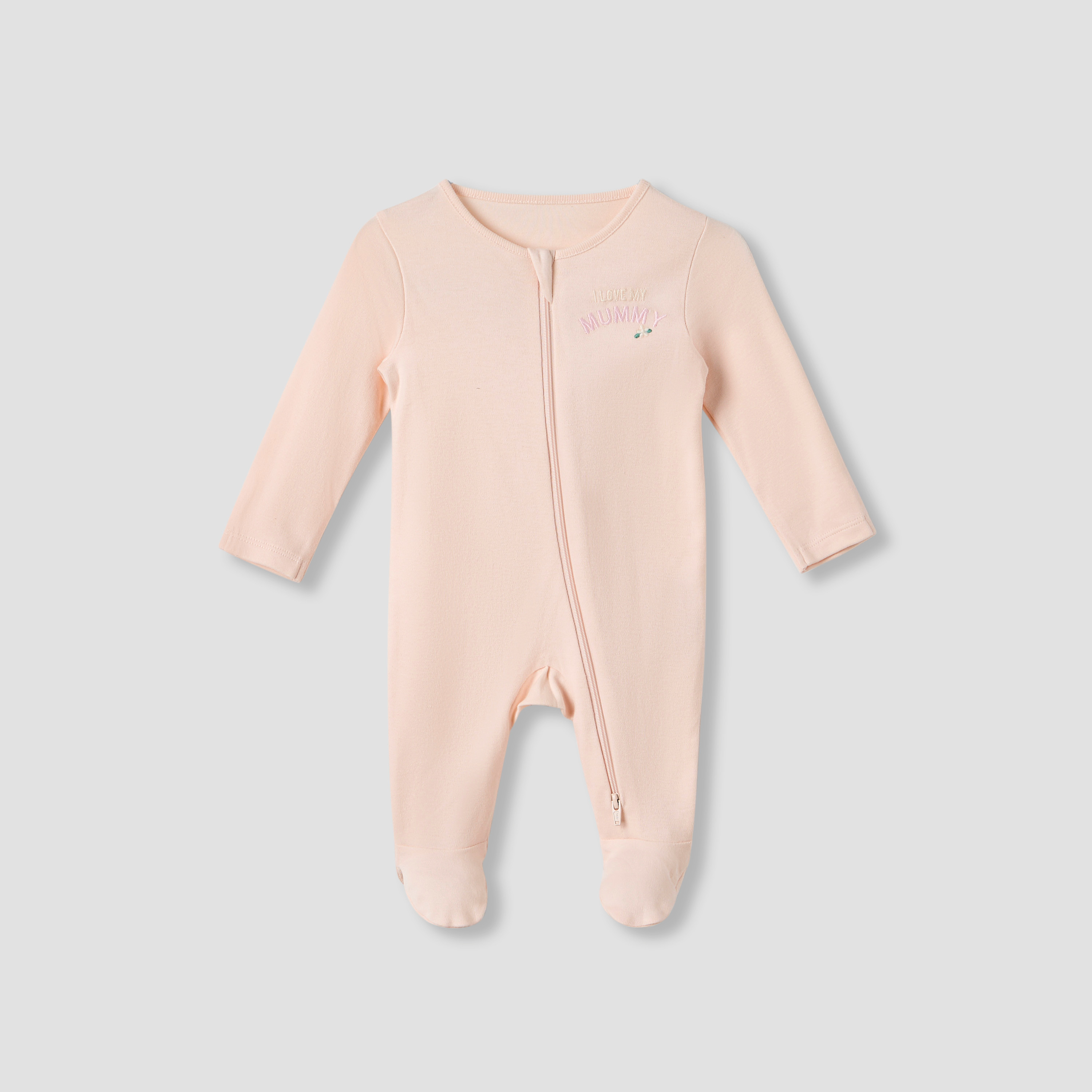 Juniors Round Neck Sleepsuit with Closed Feet - Cotton - Long Sleeves - Set of 3-baby-girls-clothing-nightwear-sleepsuits-image-2