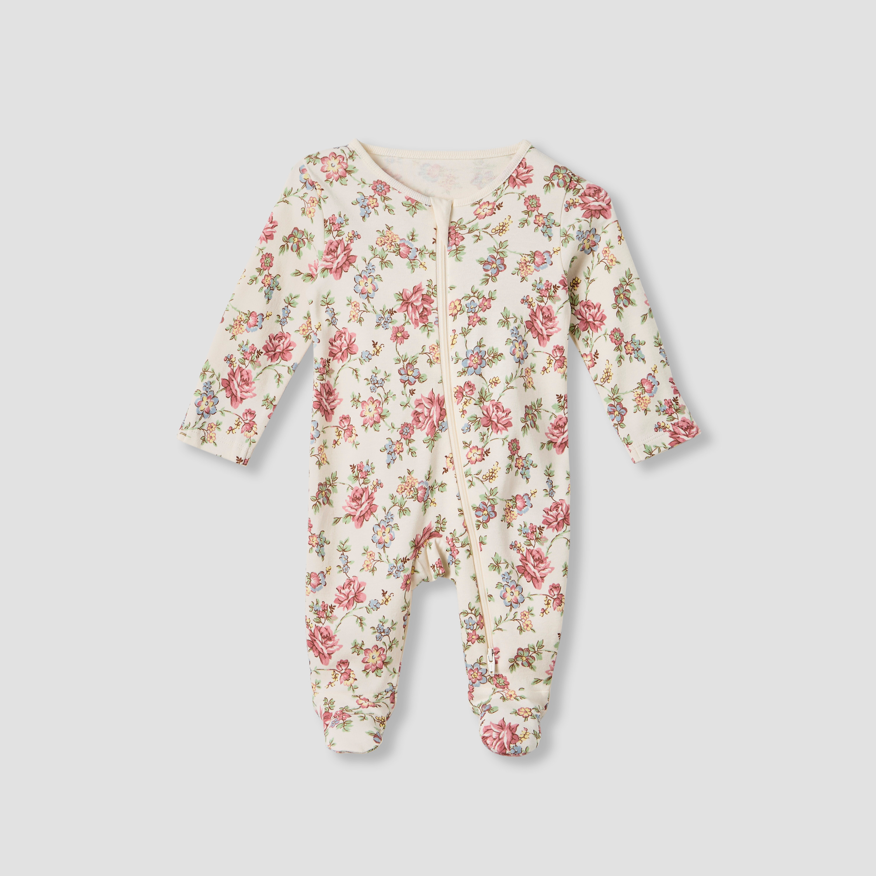 Juniors Round Neck Sleepsuit with Closed Feet - Cotton - Long Sleeves - Set of 3-baby-girls-clothing-nightwear-sleepsuits-image-4