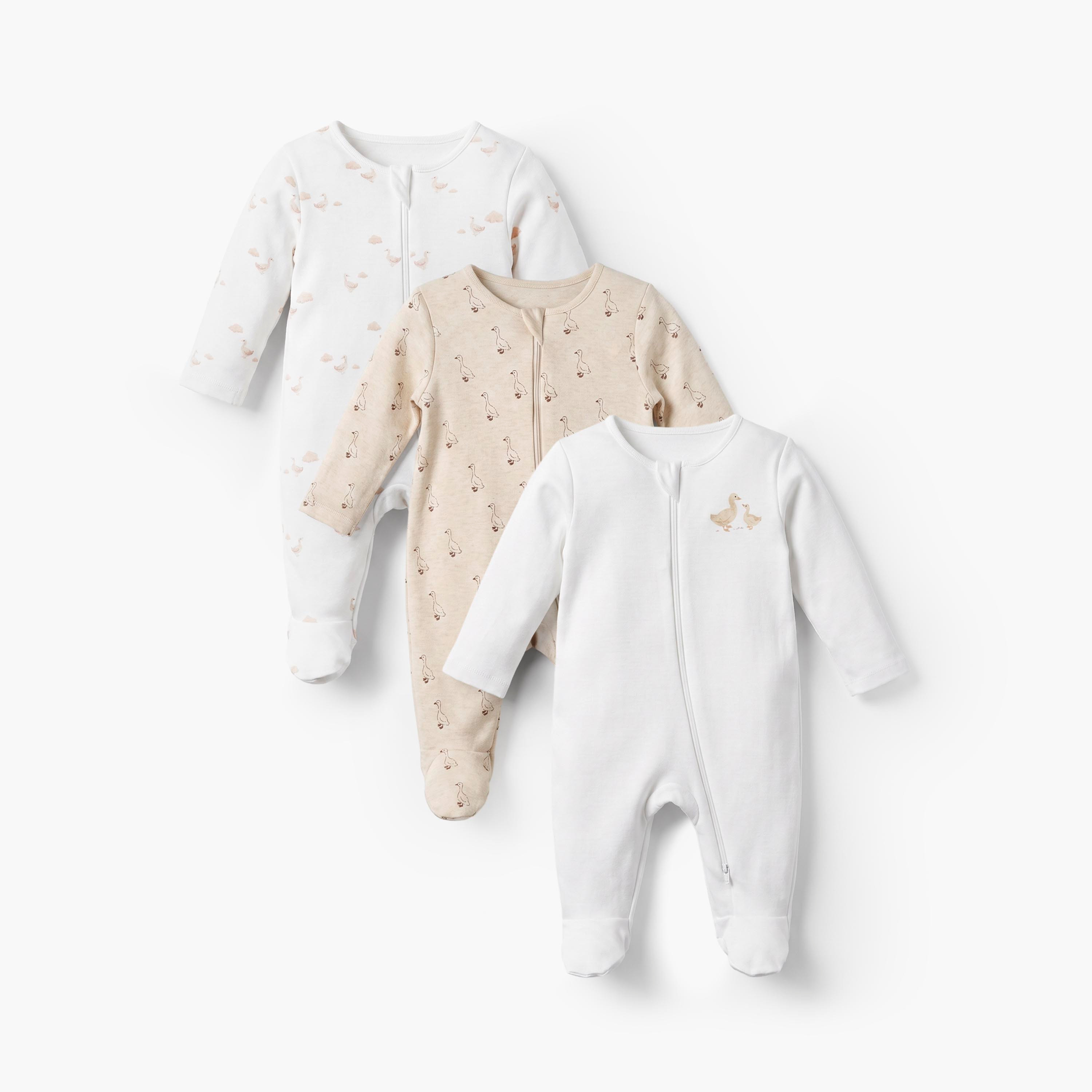 طقم بدلات نوم قطن 3 قطع برقبة مستديرة وطبعات من جونيورز-baby-boys-clothing-nightwear-sleepsuits-image-1