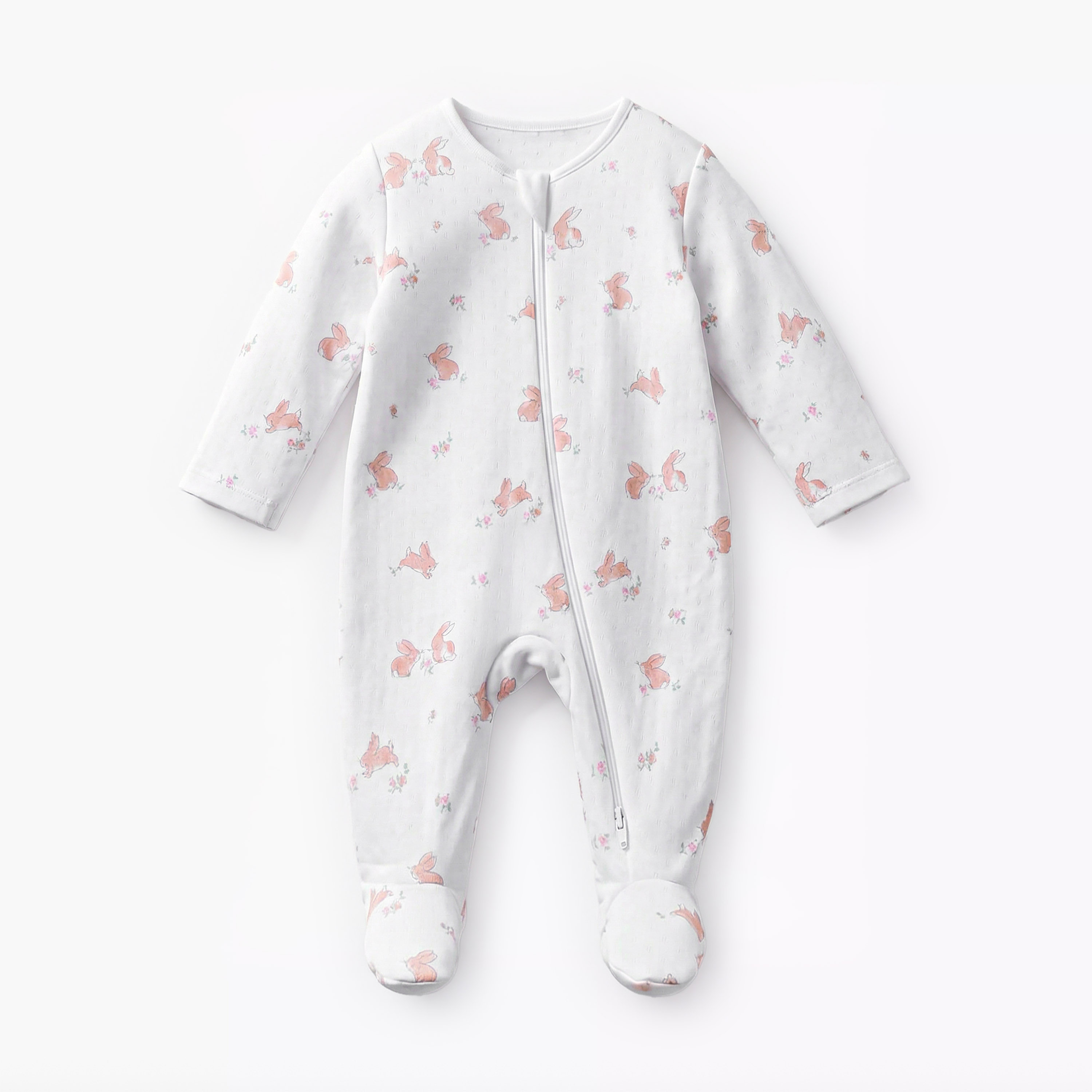 Pack of 3 Juniors Cotton Round Neck Long Sleeve Sleepsuit with Zip Closure-baby-girls-clothing-nightwear-sleepsuits-image-3