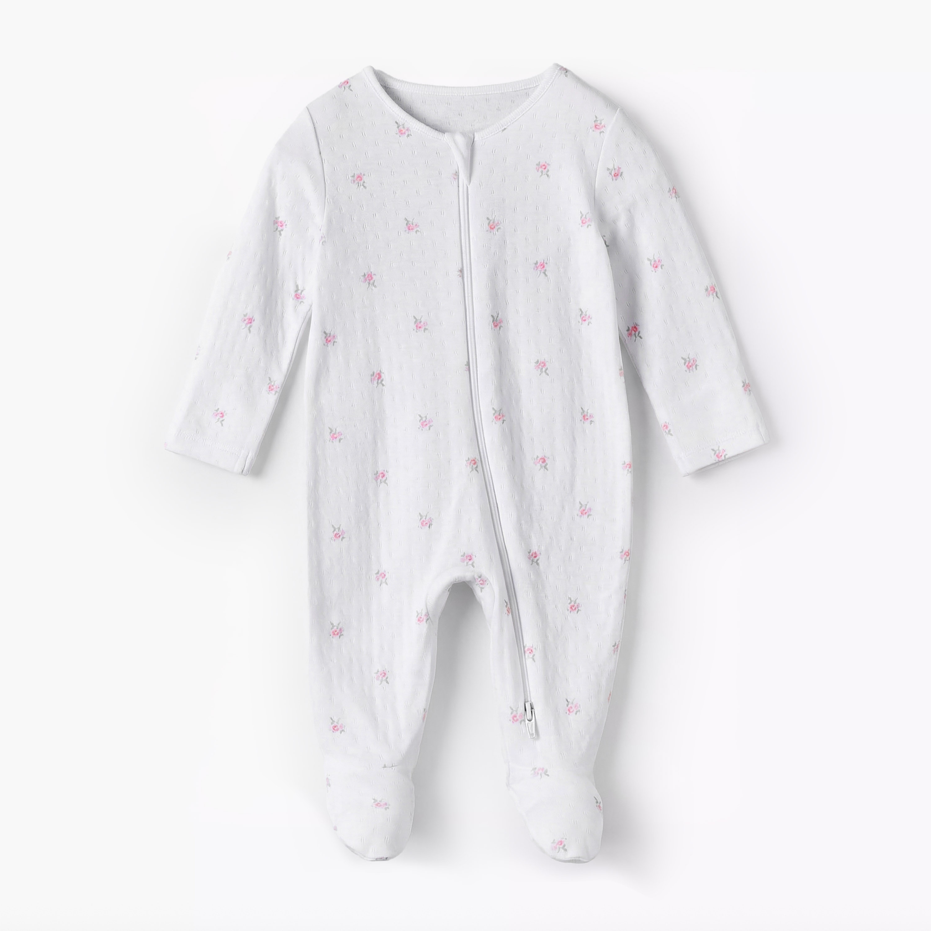 Pack of 3 Juniors Cotton Round Neck Long Sleeve Sleepsuit with Zip Closure-baby-girls-clothing-nightwear-sleepsuits-image-4