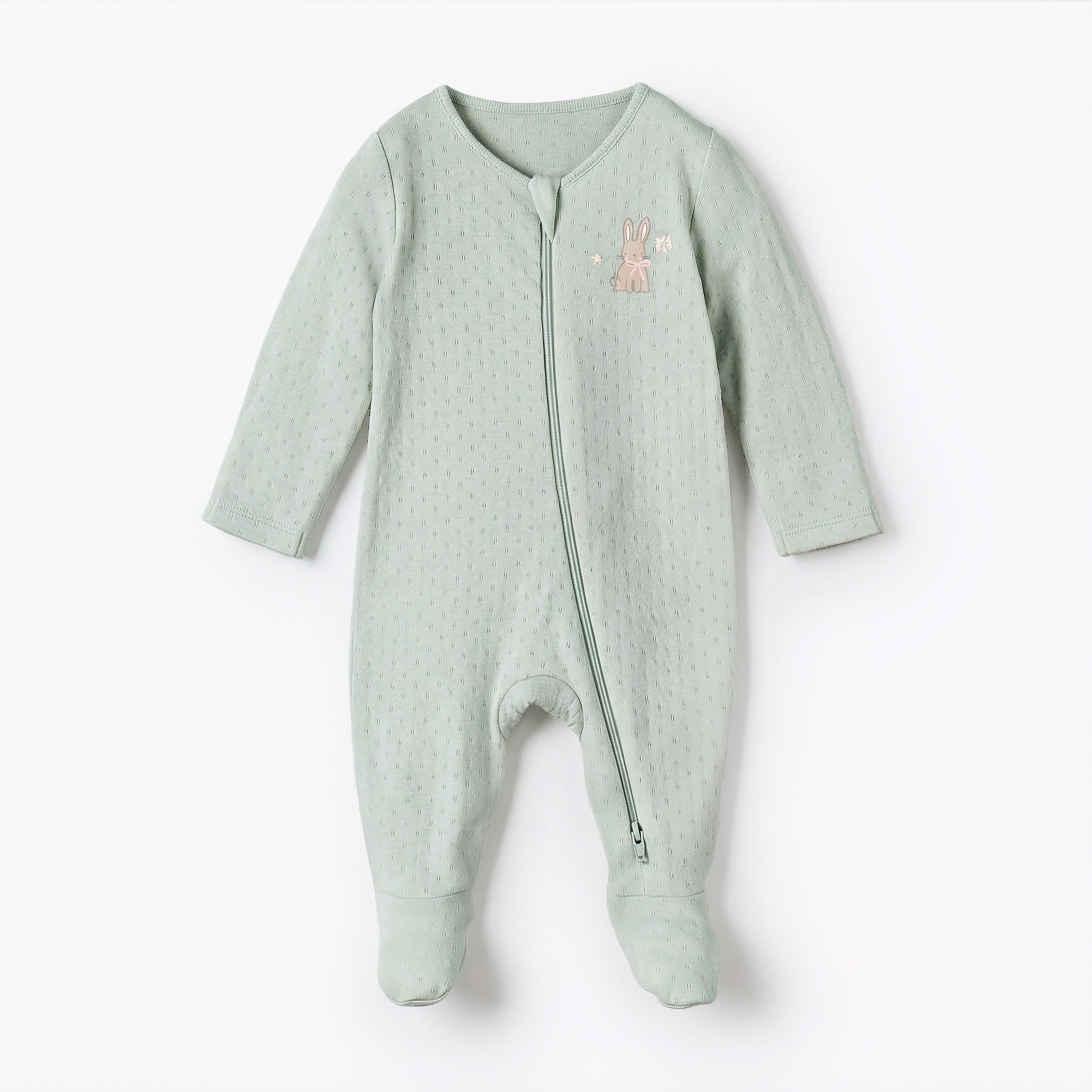 Pack of 3 Juniors Cotton Round Neck Long Sleeve Sleepsuit with Zip Closure-baby-girls-clothing-nightwear-sleepsuits-image-5