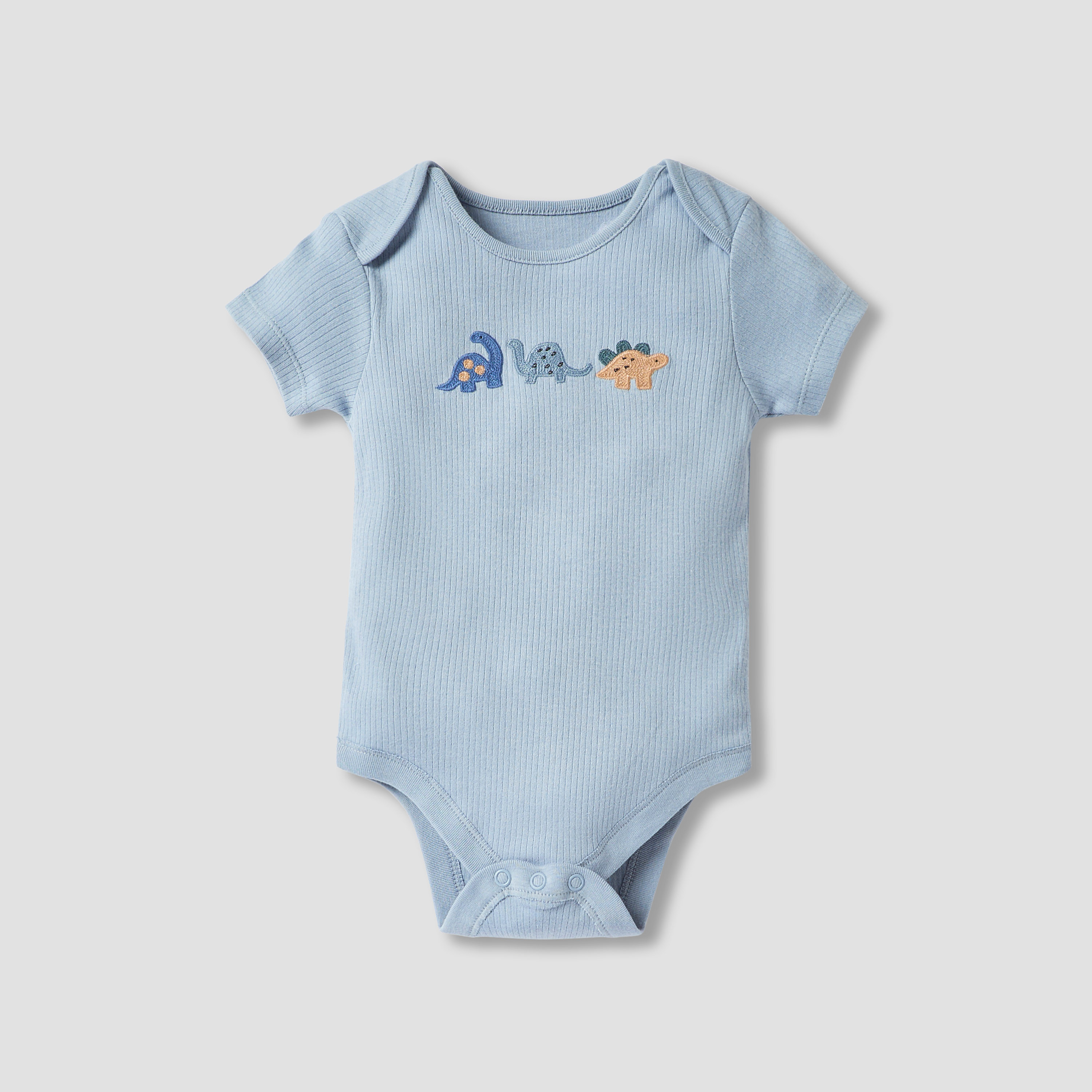 Juniors Dinosaur Detail Bodysuit with Short Sleeves - Set of 3-baby-boys-clothing-multipacks-image-2