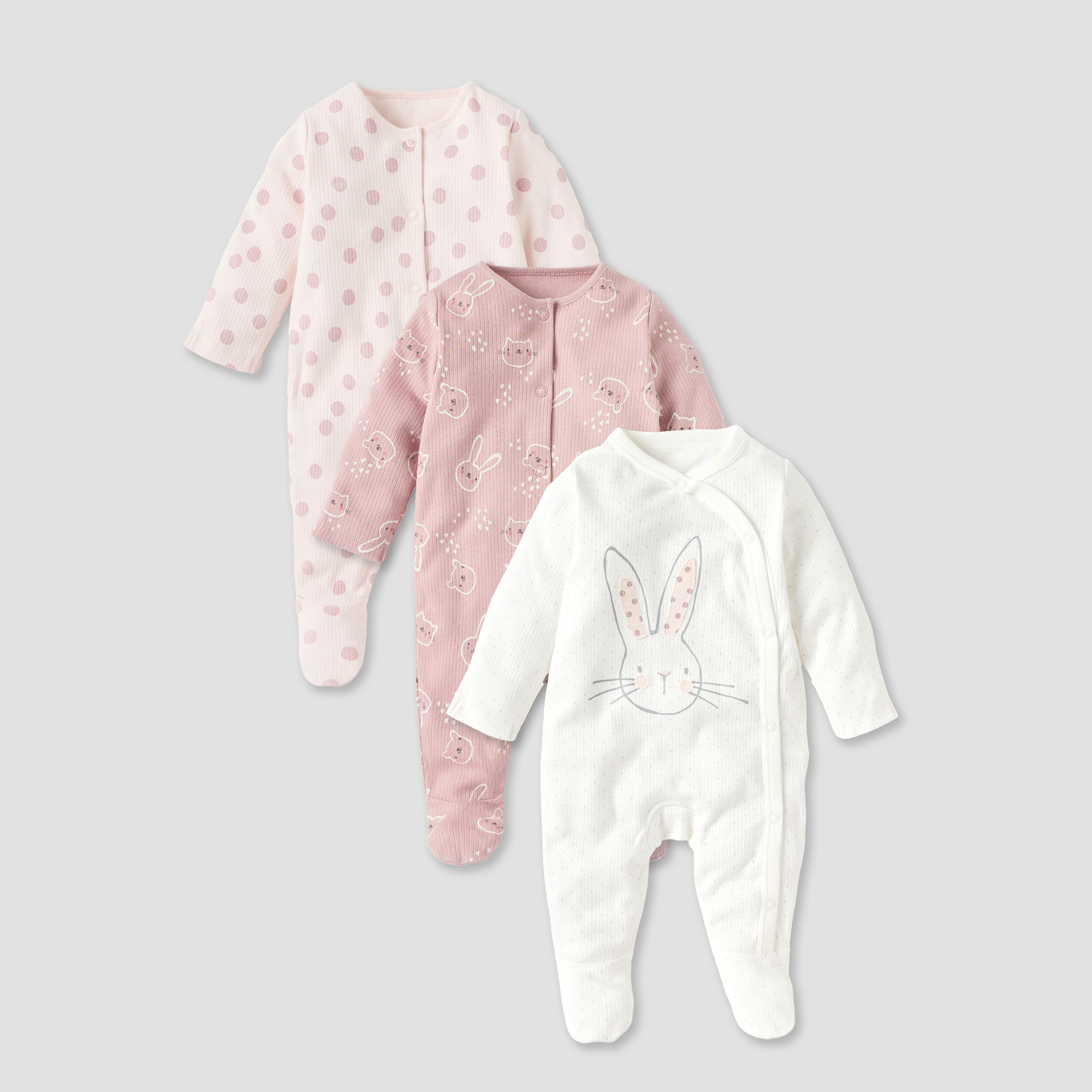 Juniors Printed Closed Feet Sleepsuit with Long Sleeves - Set of 3-promo_babyshop_Buy2for115_QAT130126-image-1