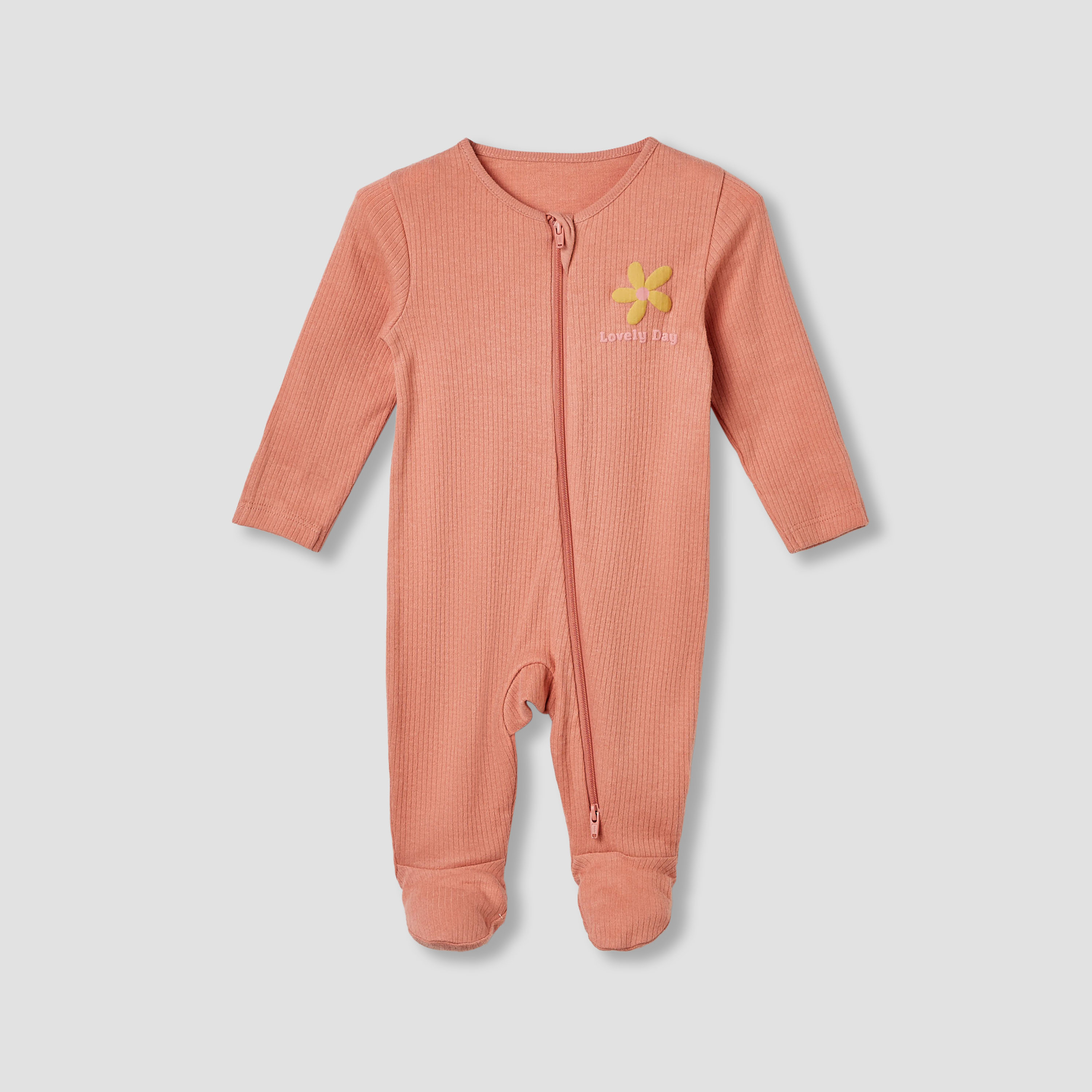 Juniors Round Neck Sleepsuit with Closed Feet - Cotton - Long Sleeves - Set of 3-baby-girls-clothing-nightwear-sleepsuits-image-2