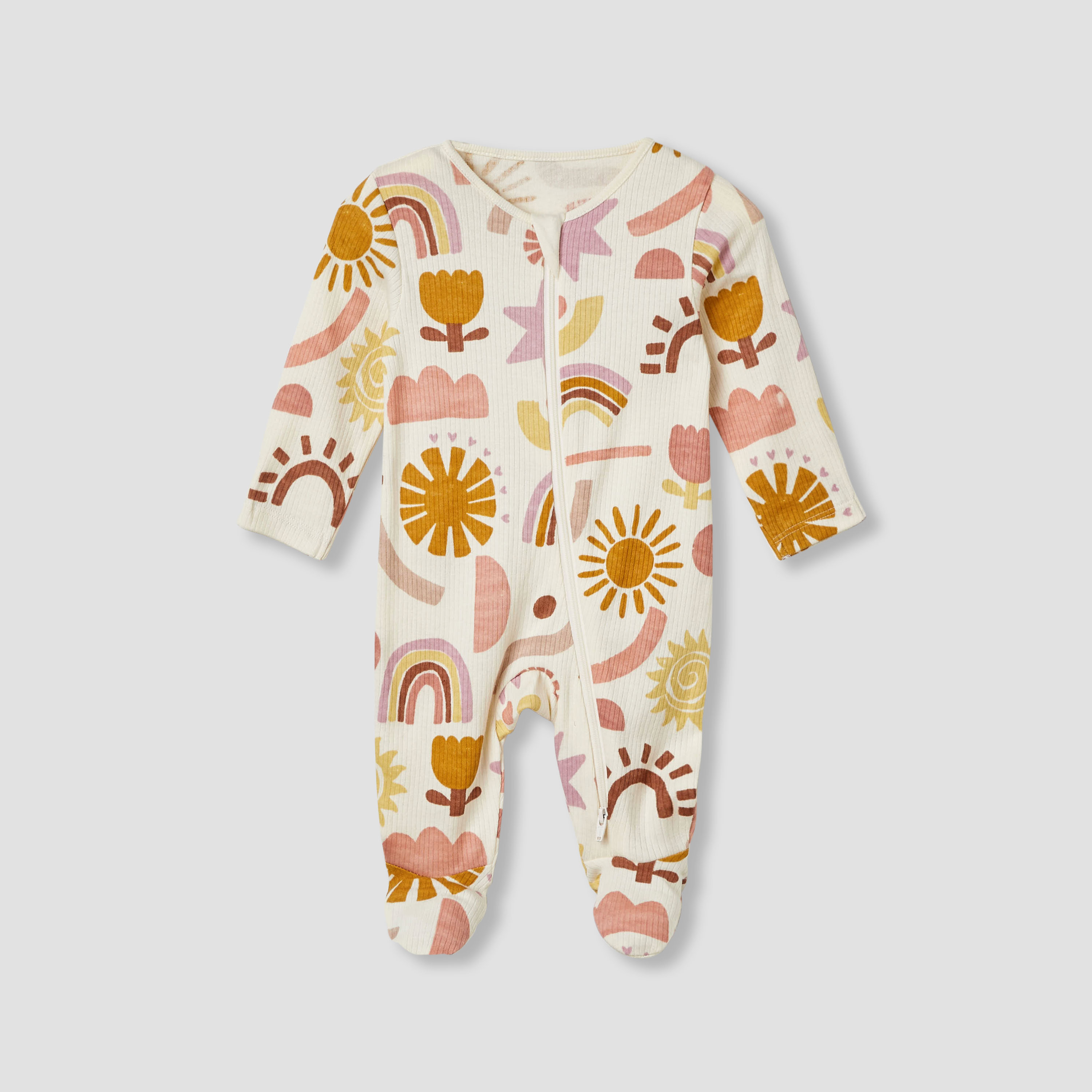 Juniors Round Neck Sleepsuit with Closed Feet - Cotton - Long Sleeves - Set of 3-baby-girls-clothing-nightwear-sleepsuits-image-4