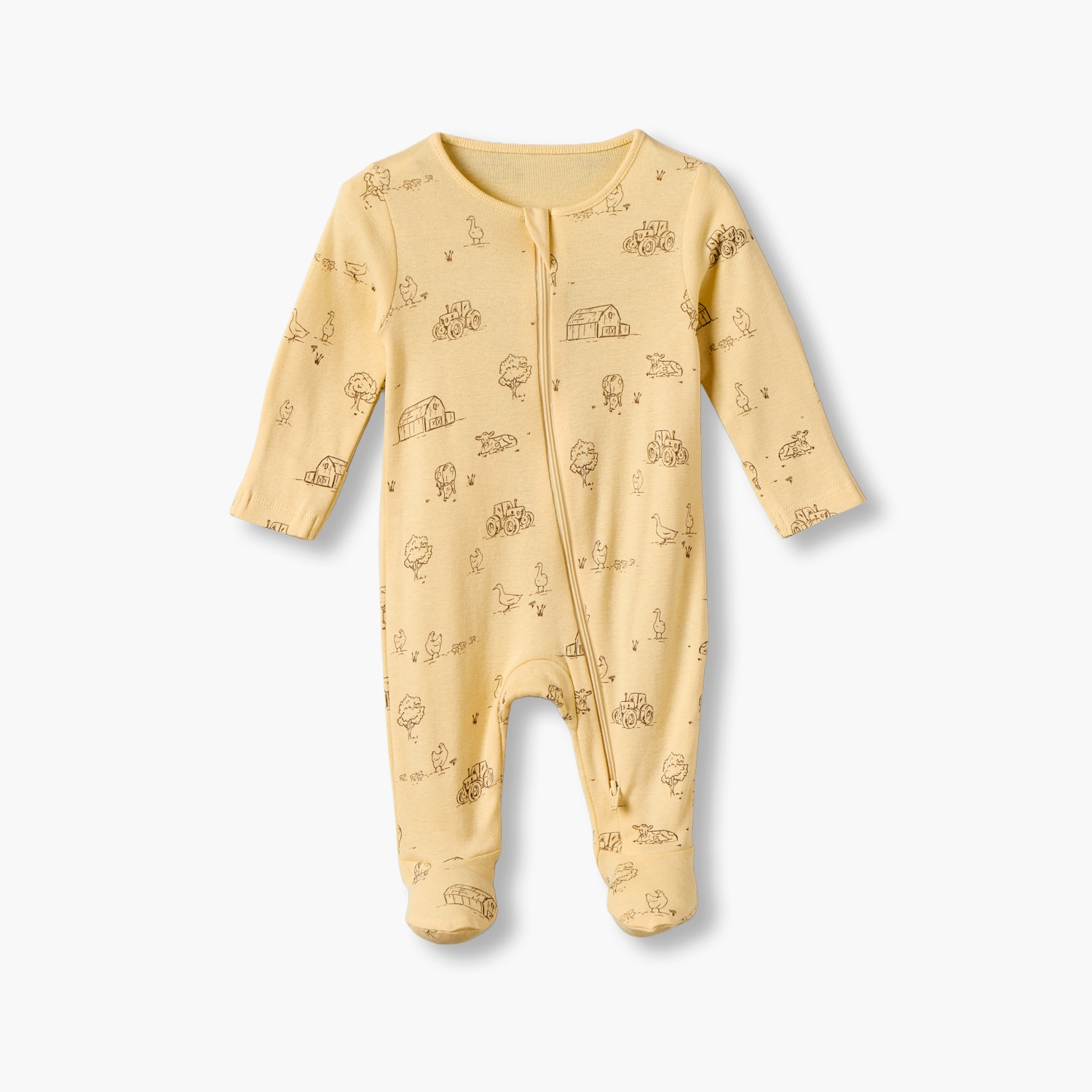 طقم بدل نوم قطنية بياقة مستديرة وأكمام طويلة بطبعة مزرعة من جونيورز - طقم 3 قطع-baby-boys-clothing-nightwear-sleepsuits-image-5