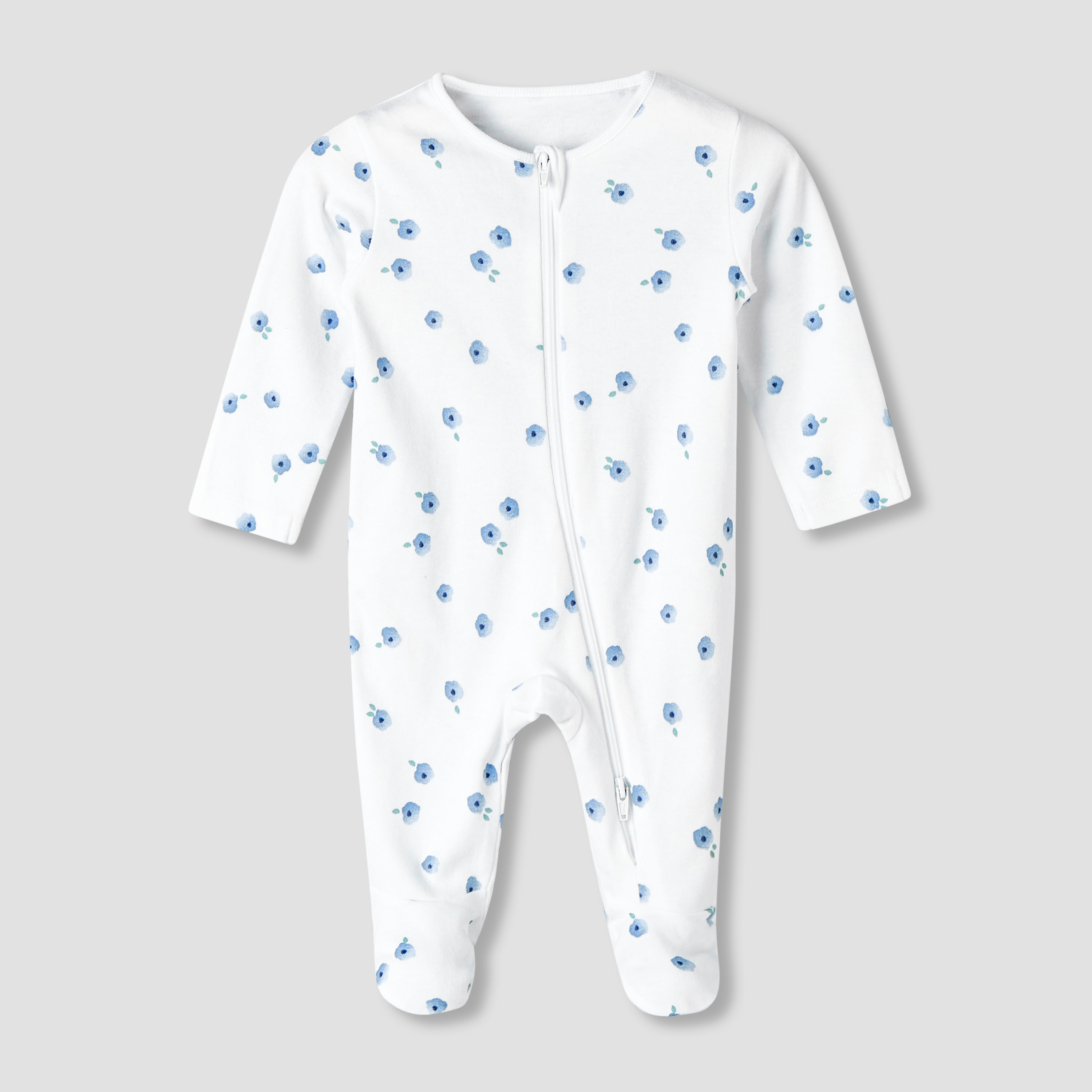 Pack of 3 Juniors Organic Cotton Crew Neck Long Sleeves Sleepsuit with Floral Print-baby-girls-clothing-nightwear-sleepsuits-image-2