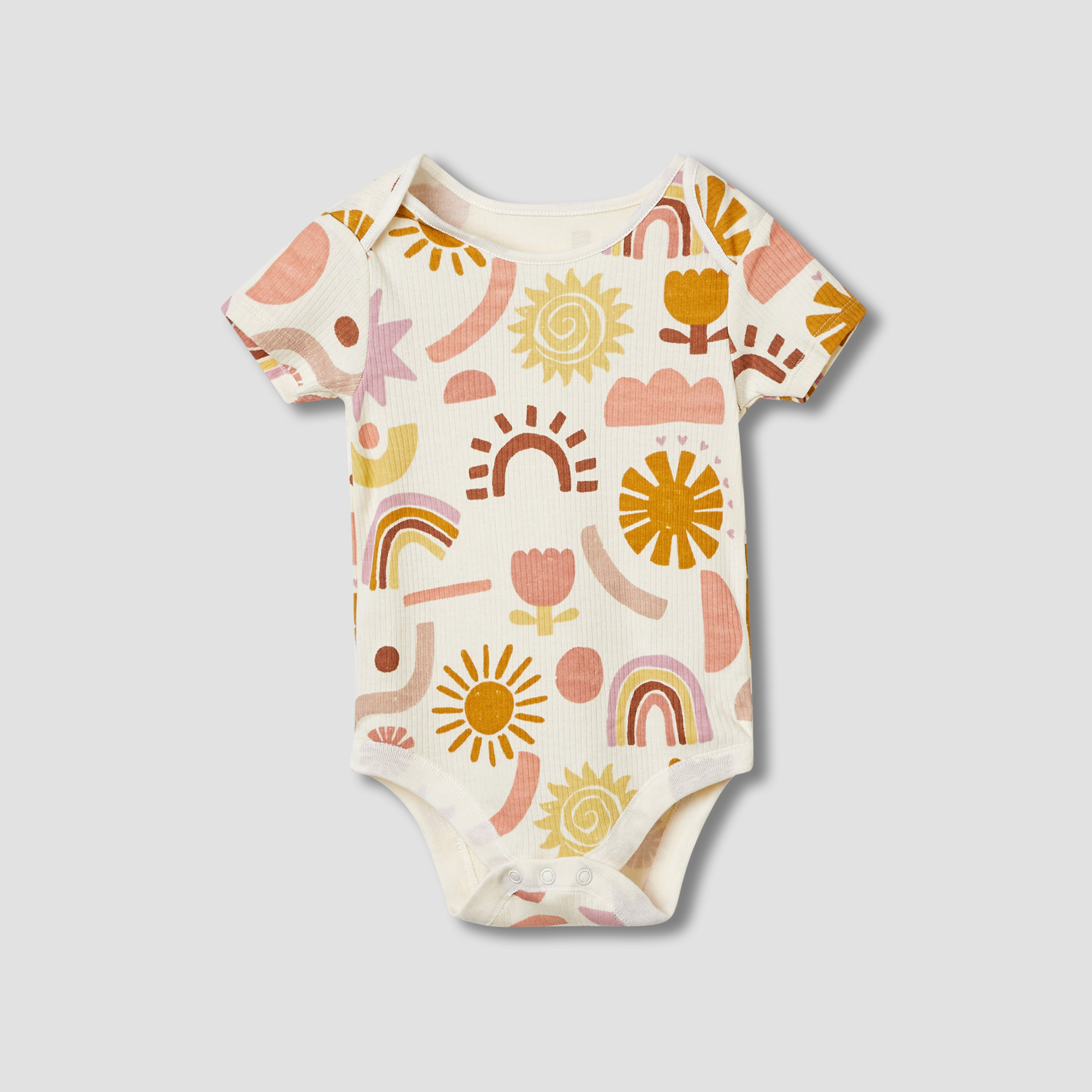 Juniors Assorted Bodysuit with Short Sleeves and Button Closure - Set of 3-baby-girls-clothing-bodysuits-image-3