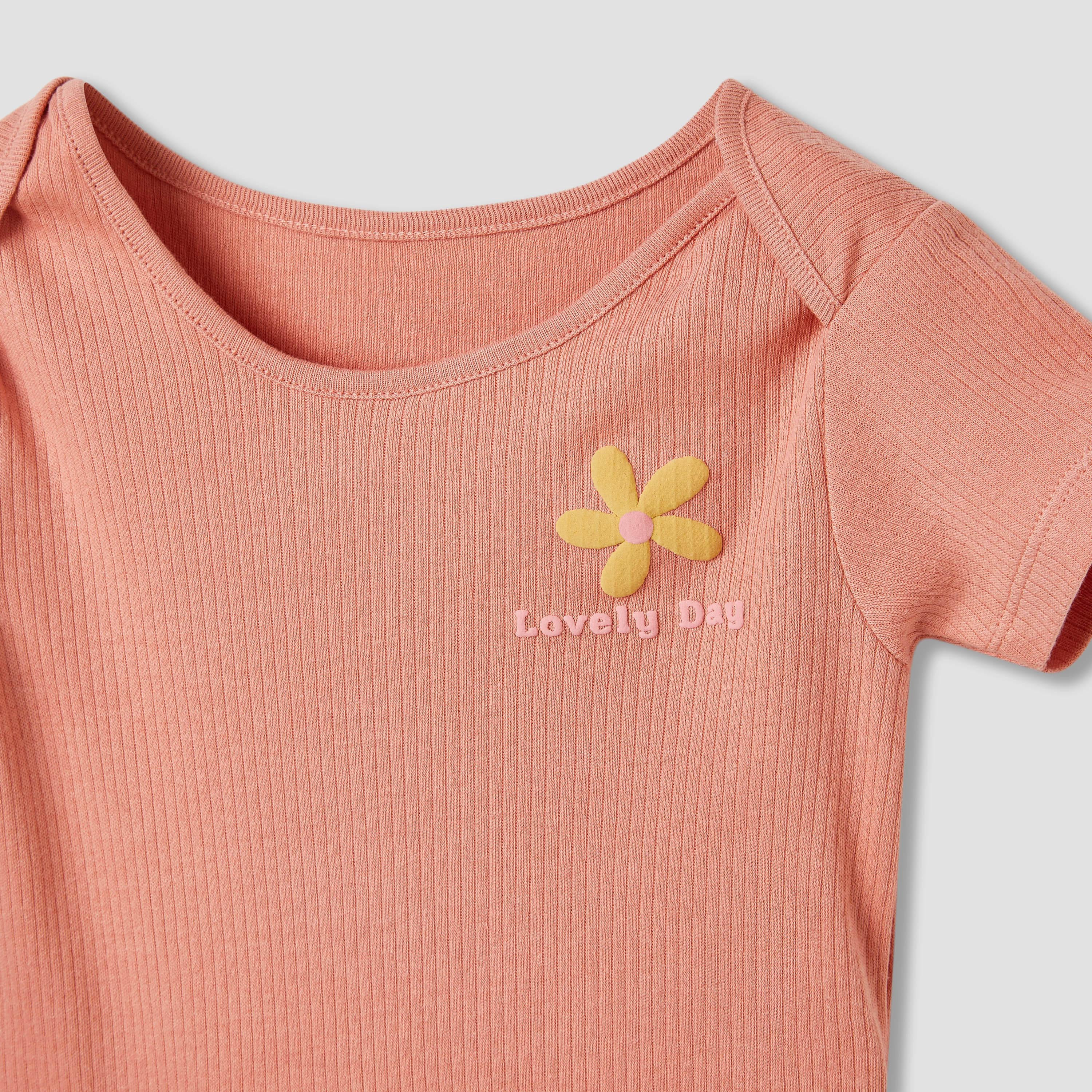 Juniors Assorted Bodysuit with Short Sleeves and Button Closure - Set of 3-baby-girls-clothing-bodysuits-image-5