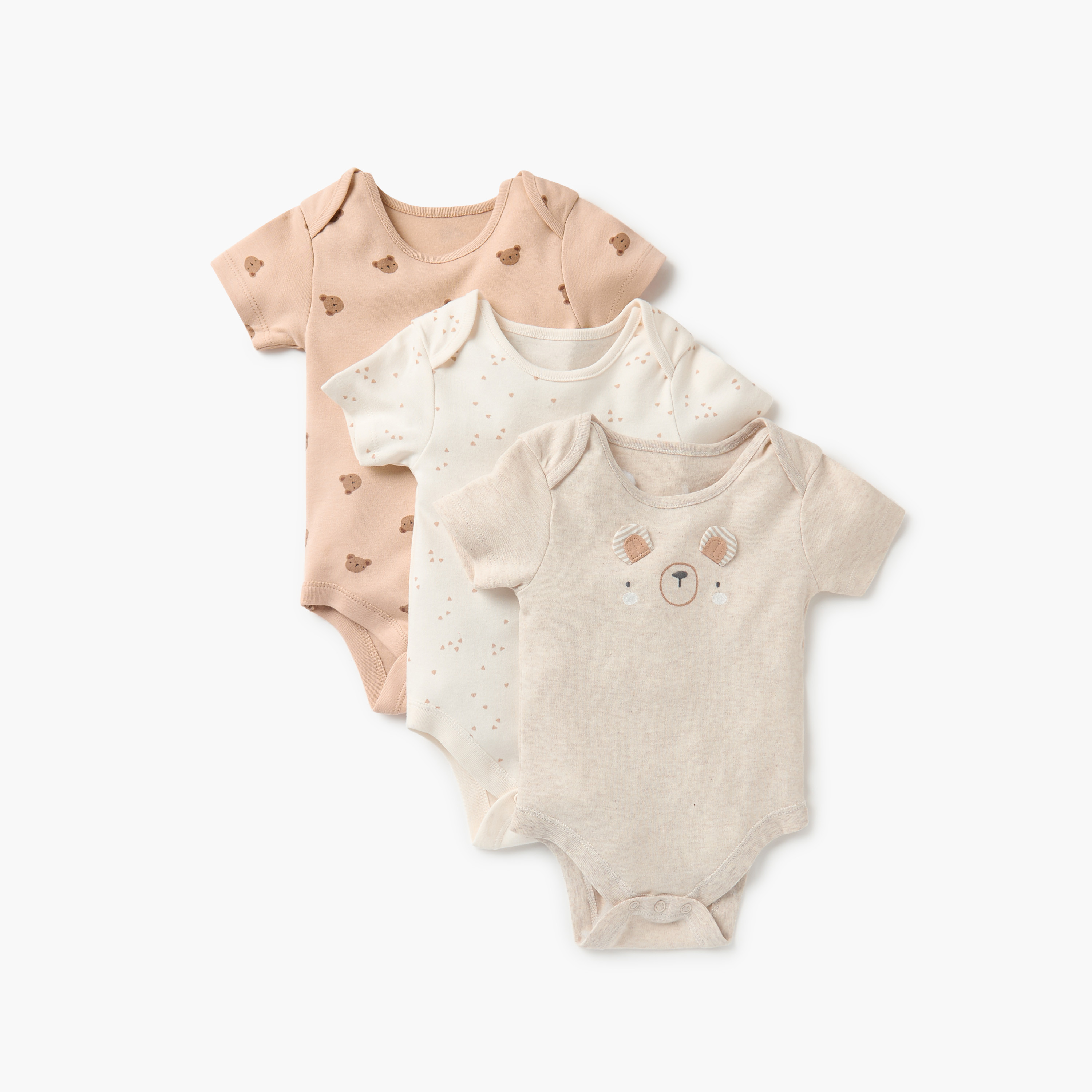 Juniors Printed Bodysuit with Short Sleeves and Button Closure - Set of 3-baby-boys-clothing-multipacks-image-1