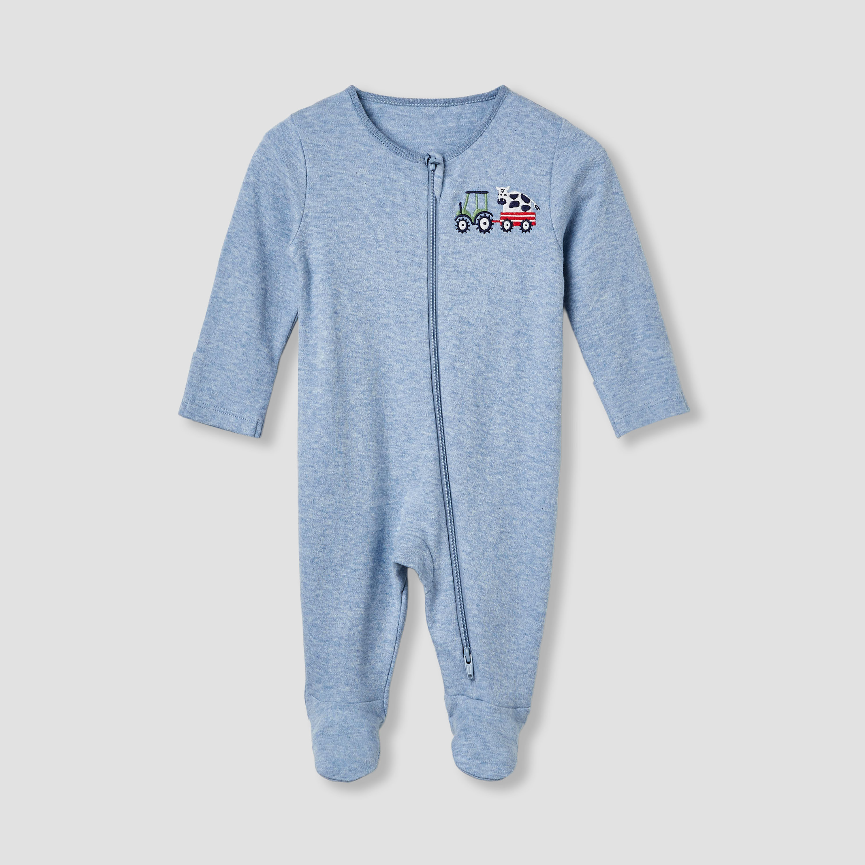 Juniors Round Neck Sleepsuit with Closed Feet - Cotton - Long Sleeves - Set of 3-baby-boys-clothing-nightwear-sleepsuits-image-2