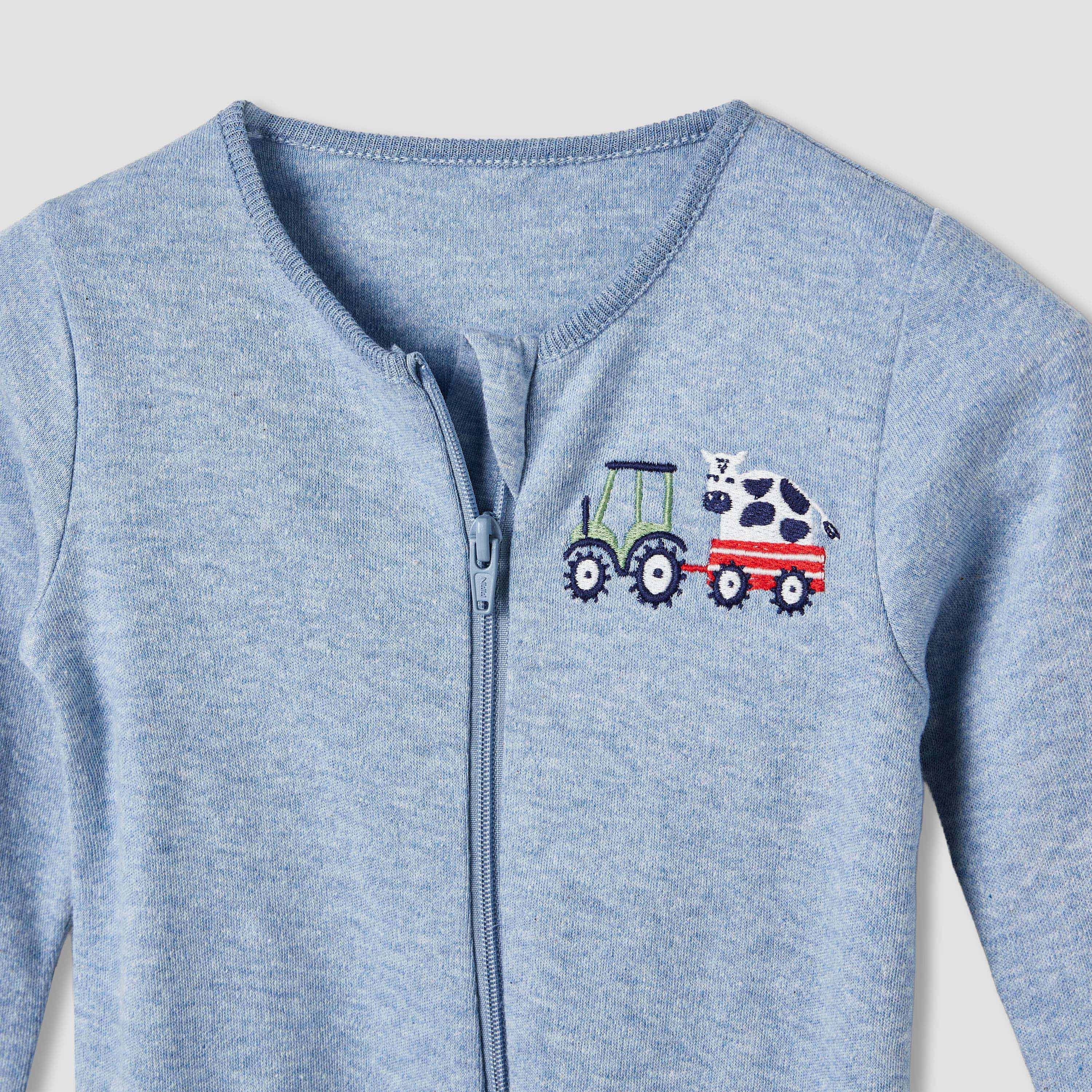 Juniors Round Neck Sleepsuit with Closed Feet - Cotton - Long Sleeves - Set of 3-baby-boys-clothing-nightwear-sleepsuits-image-5