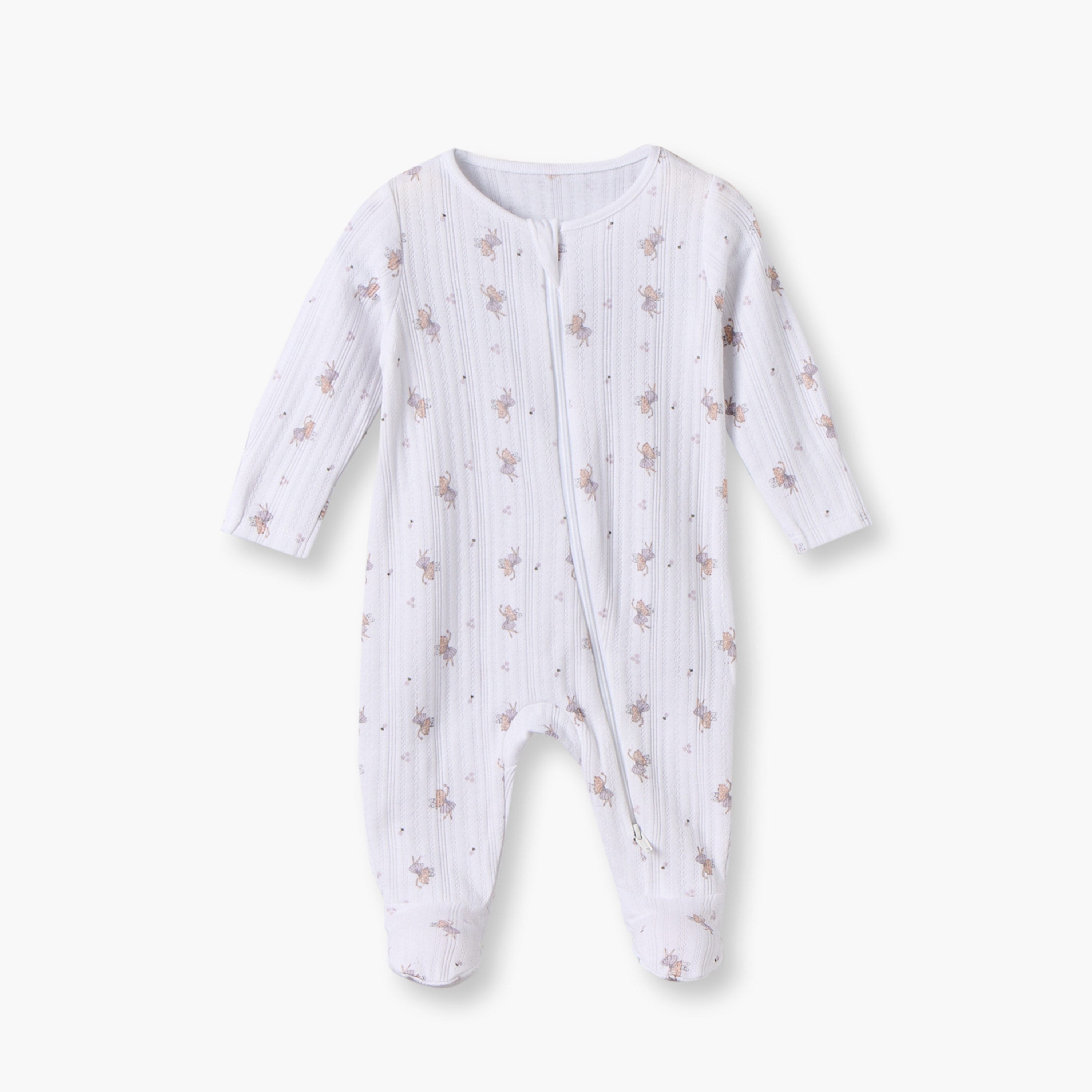 بدلة نوم قطنية بأكمام طويلة وياقة ضيقة وطبعات جنيات من جونيورز - عبوة من 3 قطع-baby-girls-clothing-nightwear-sleepsuits-image-4