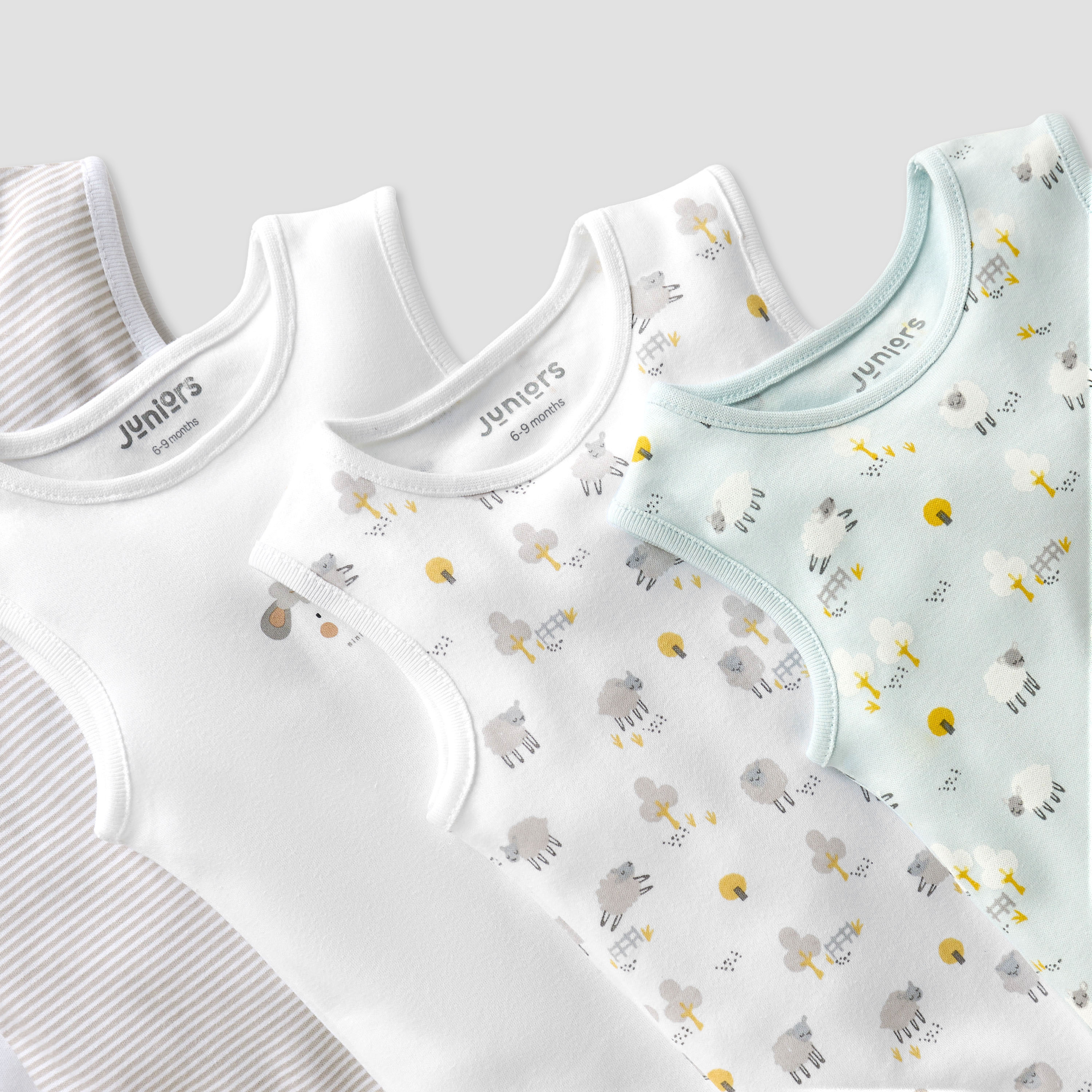 Juniors Printed Sleeveless Bodysuit with Button Closure - Set of 7-baby-boys-clothing-bodysuits-image-8