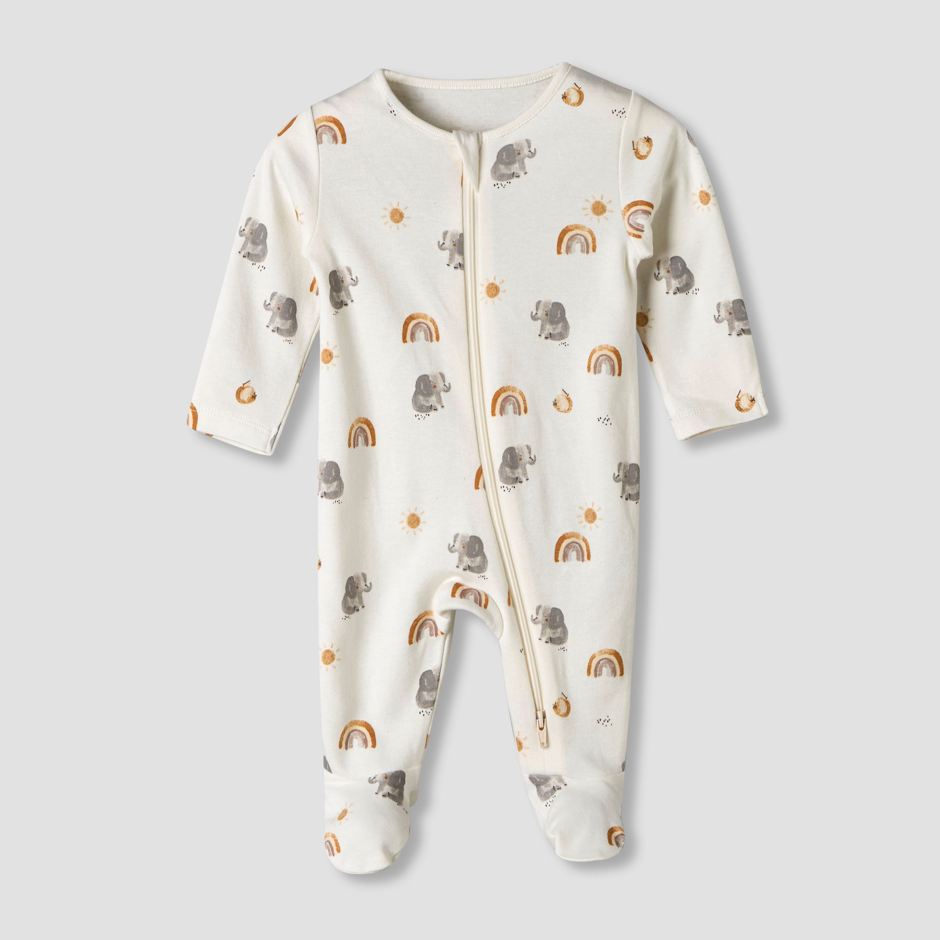 Pack of 3 Juniors Organic Cotton Round Neck Long Sleeves Sleepsuit with Print-baby-boys-clothing-nightwear-sleepsuits-image-3
