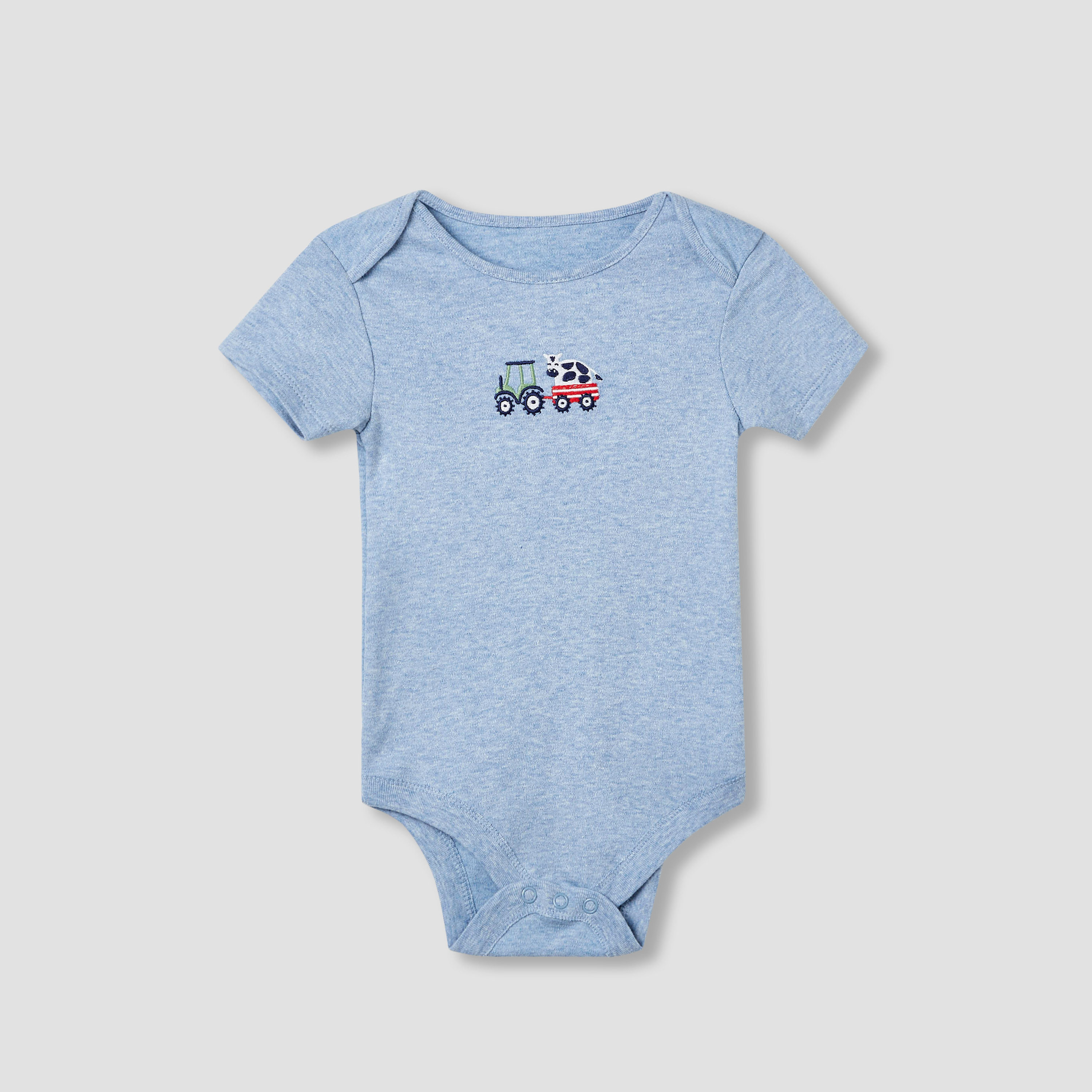 Juniors Farm Print Bodysuit with Short Sleeves and Button Closure - Set of 3-baby-boys-clothing-multipacks-image-2
