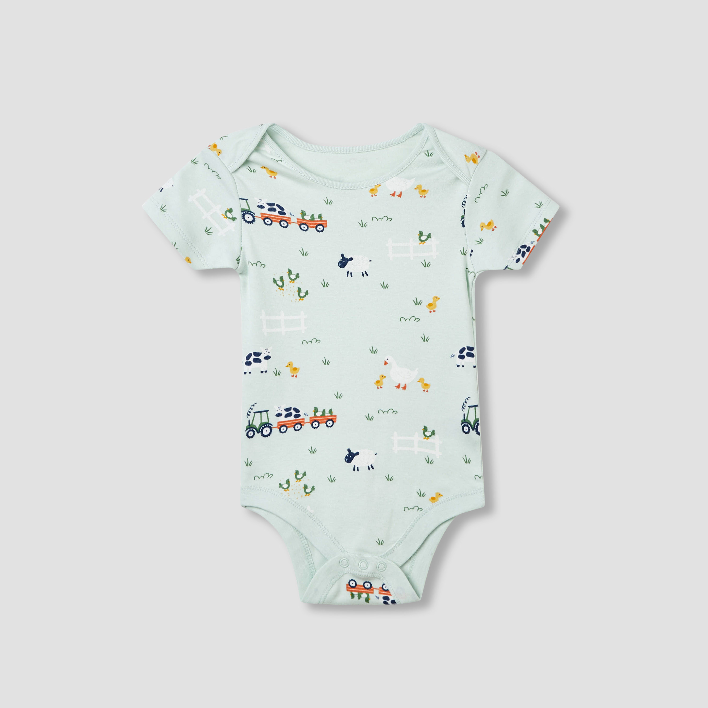 Juniors Farm Print Bodysuit with Short Sleeves and Button Closure - Set of 3-baby-boys-clothing-multipacks-image-3