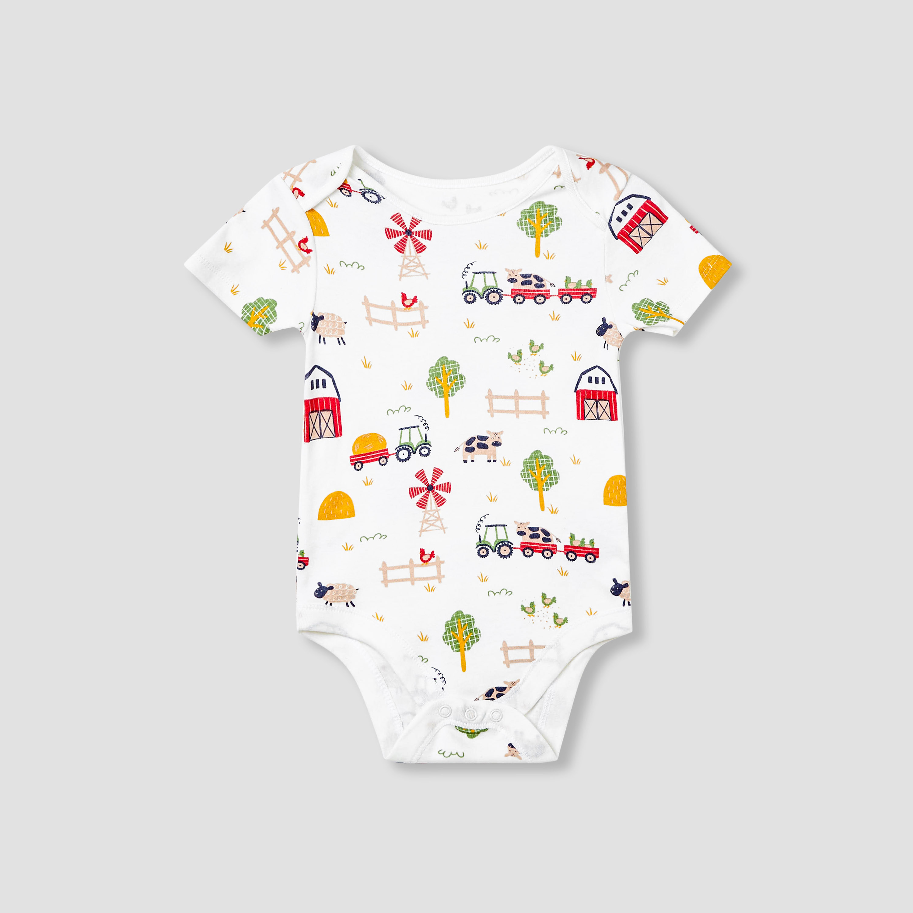 Juniors Farm Print Bodysuit with Short Sleeves and Button Closure - Set of 3-baby-boys-clothing-multipacks-image-4
