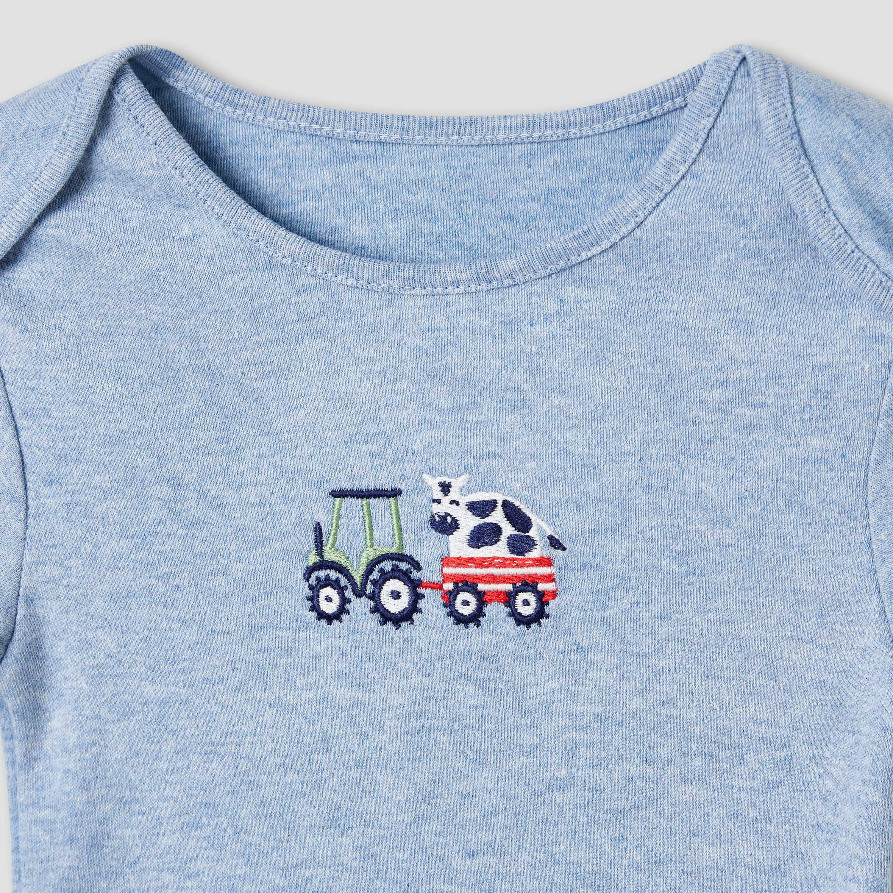 Juniors Farm Print Bodysuit with Short Sleeves and Button Closure - Set of 3-baby-boys-clothing-multipacks-image-5