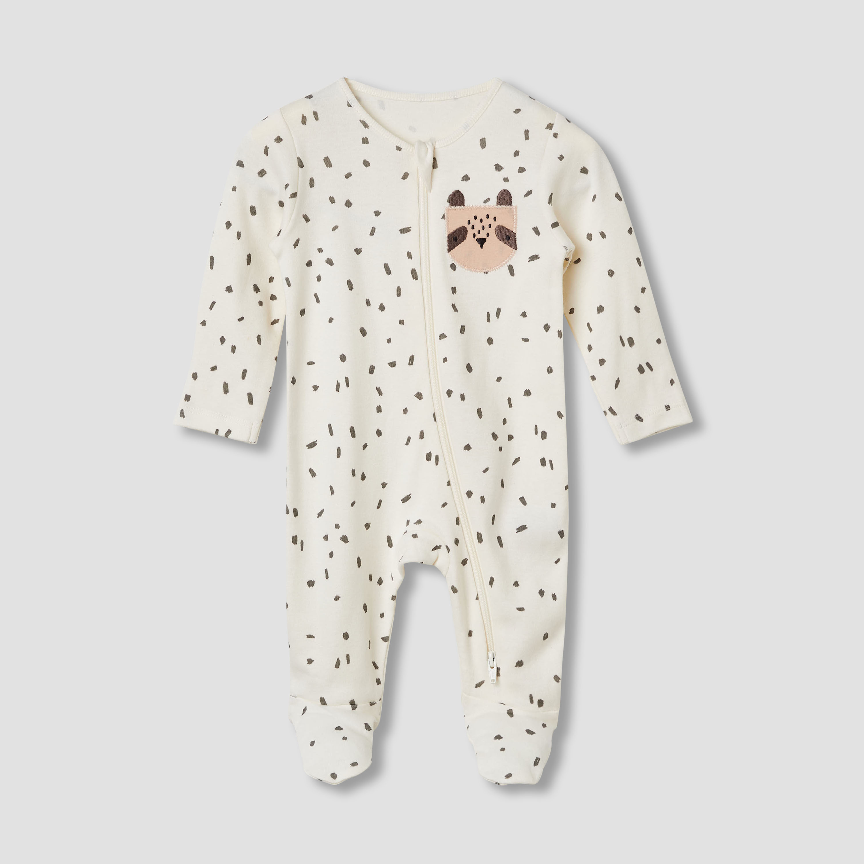 Juniors Cotton Round Neck Long Sleeves Sleepsuit with Safari Print, Set of 3-baby-boys-clothing-nightwear-sleepsuits-image-4