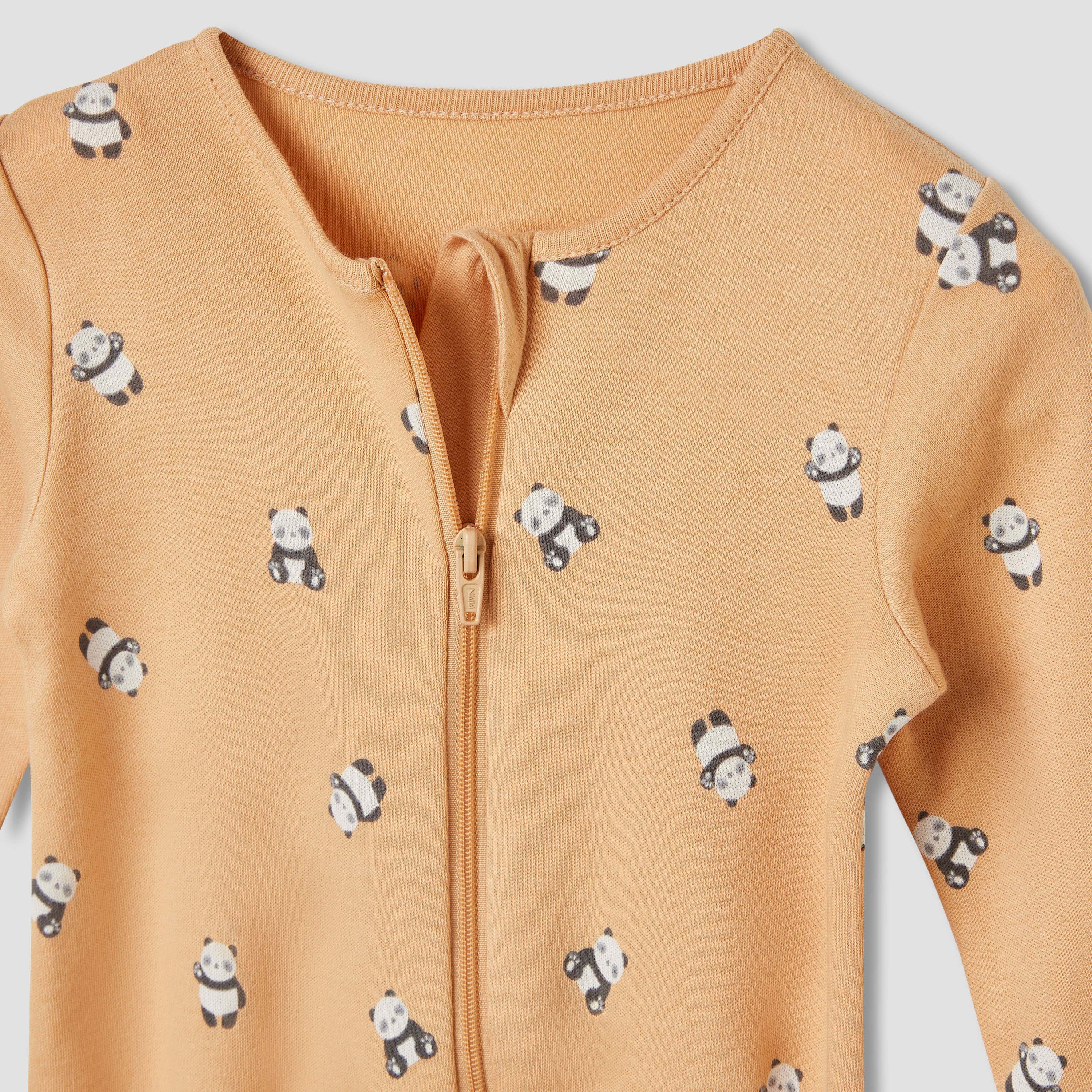 Juniors Cotton Round Neck Long Sleeves Sleepsuit with Safari Print, Set of 3-baby-boys-clothing-nightwear-sleepsuits-image-5