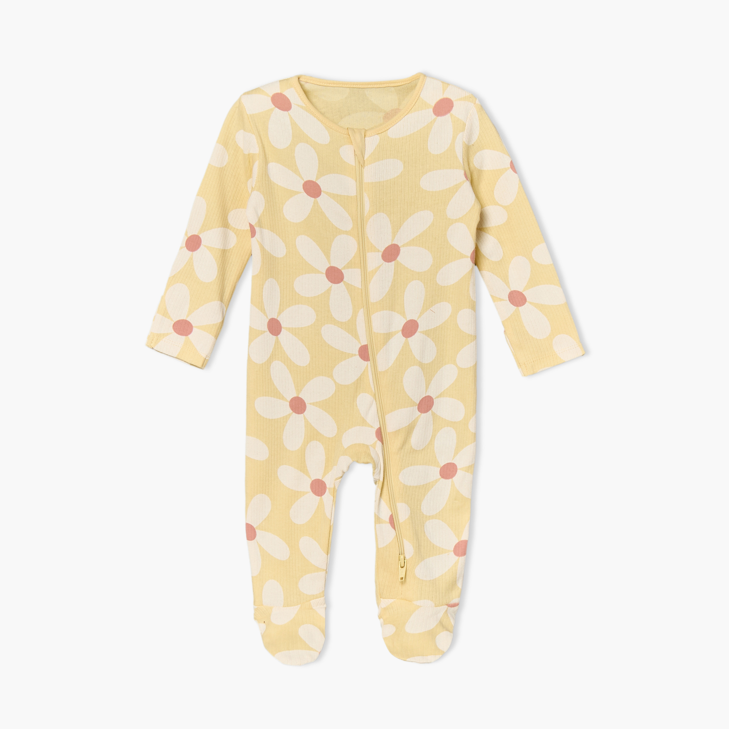 Pack of 3 Juniors Cotton Round Neck Long Sleeves Sleepsuit with Floral Print-baby-girls-clothing-nightwear-sleepsuits-image-2