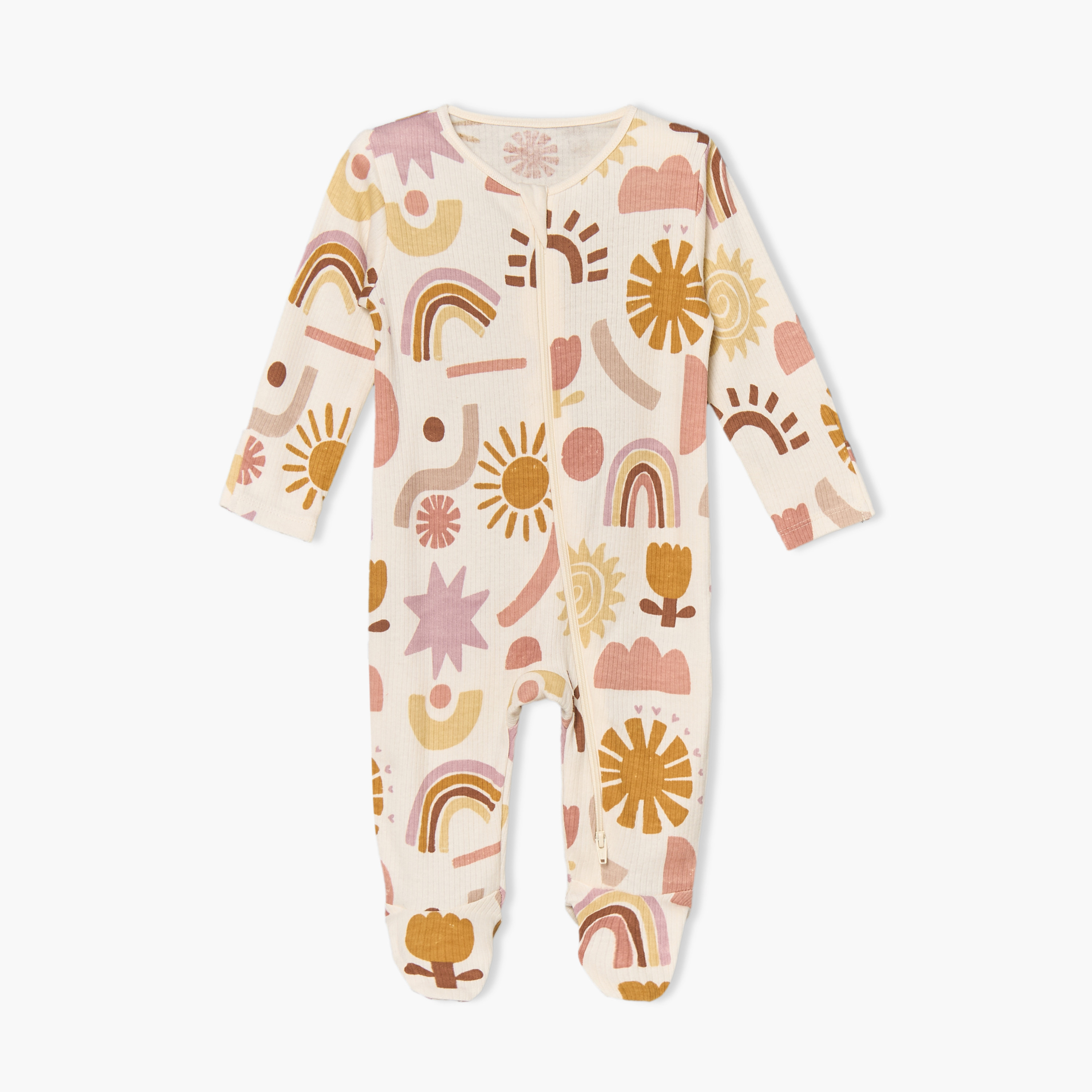 Pack of 3 Juniors Cotton Round Neck Long Sleeves Sleepsuit with Floral Print-baby-girls-clothing-nightwear-sleepsuits-image-3