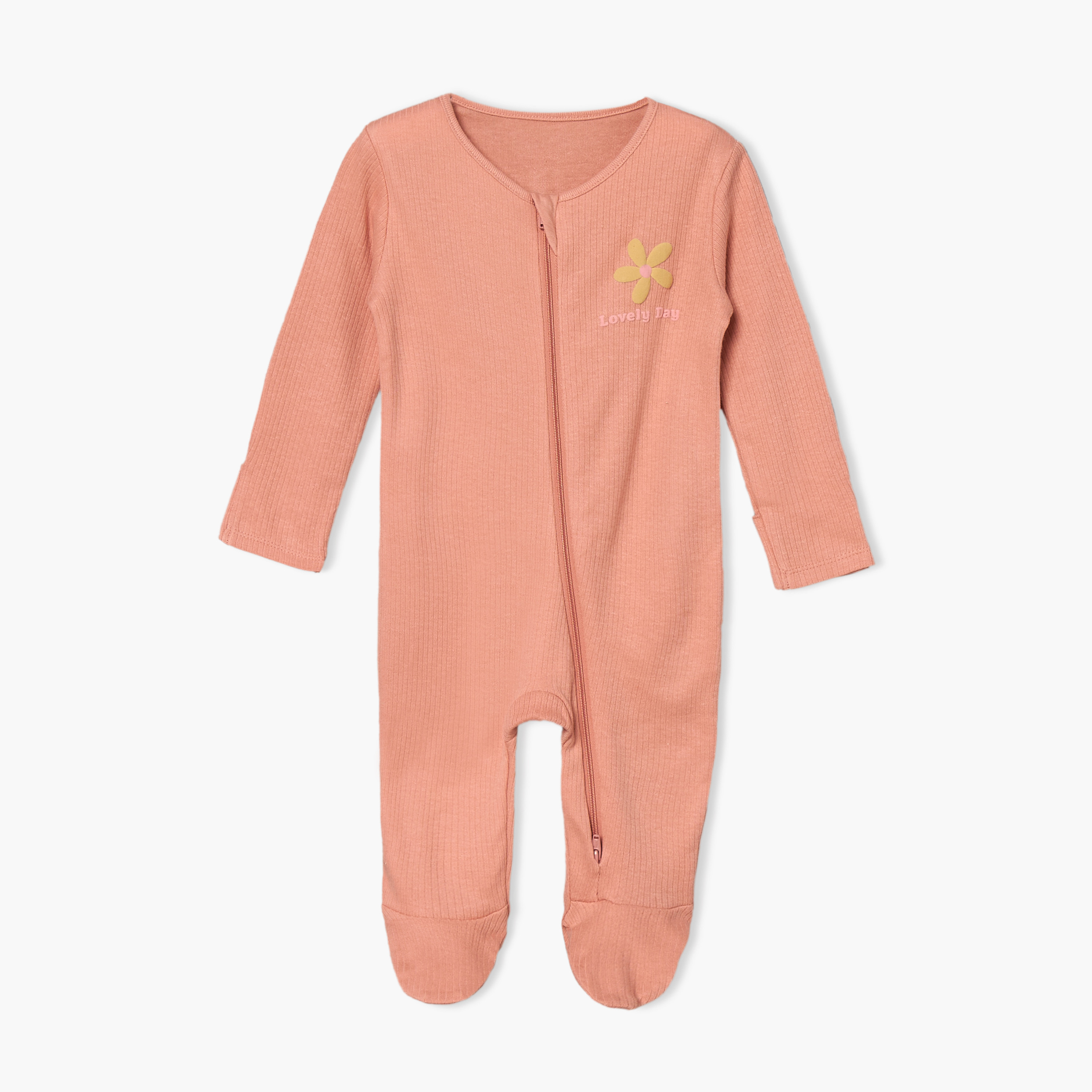 Pack of 3 Juniors Cotton Round Neck Long Sleeves Sleepsuit with Floral Print-baby-girls-clothing-nightwear-sleepsuits-image-4