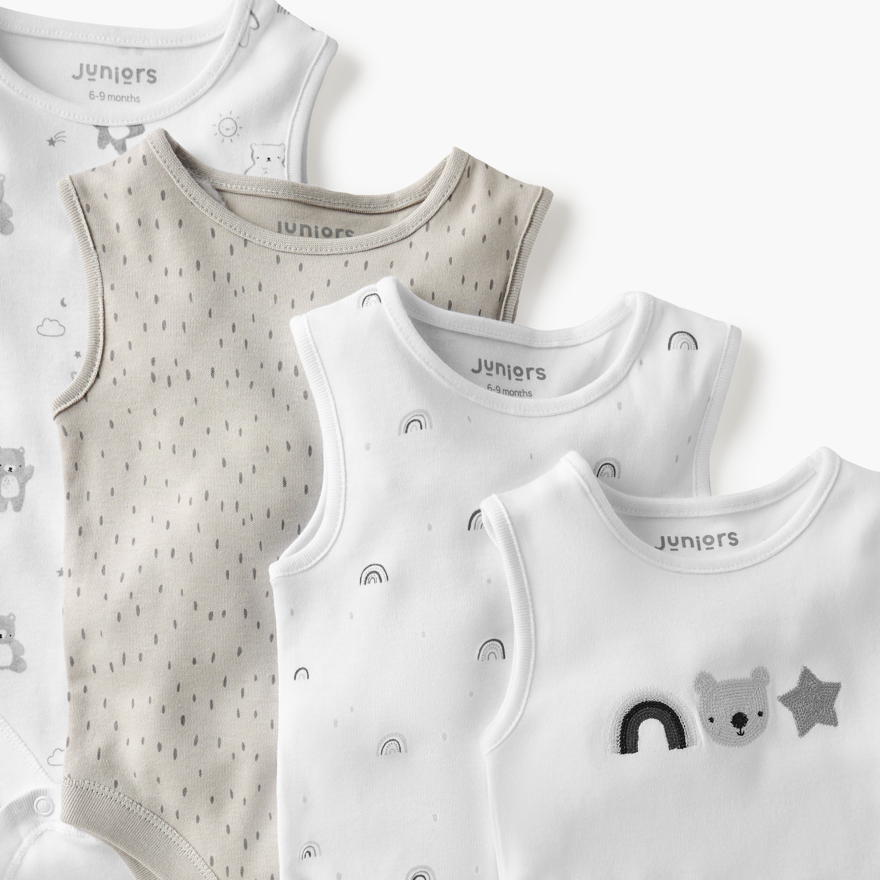 Juniors Printed Sleeveless Bodysuit with Button Closure - Set of 8-baby-boys-clothing-bodysuits-image-9