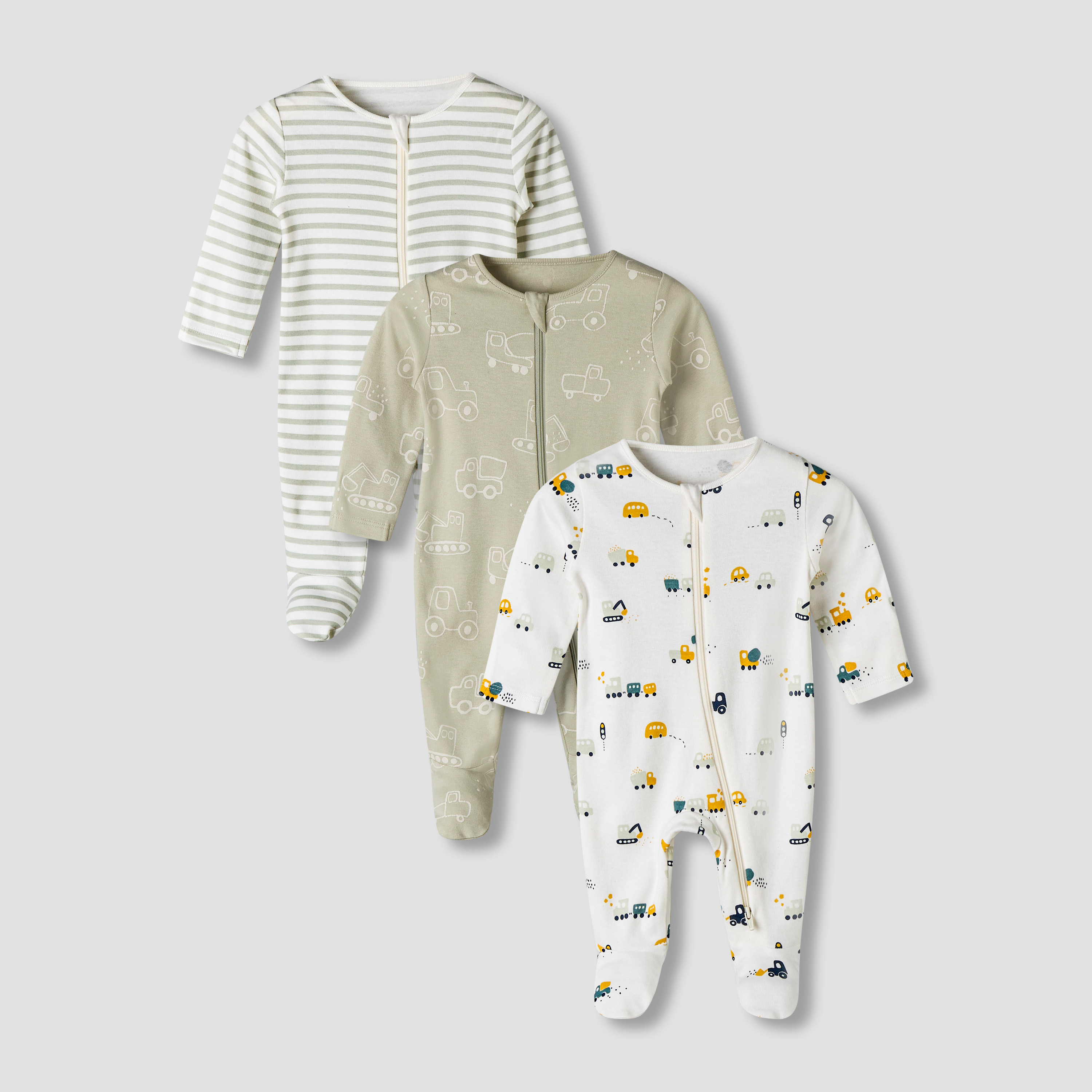 طقم من 3 بدلات نوم قطن عضوي بياقة مستديرة وأكمام طويلة وطبعات من جونيورز-baby-boys-clothing-nightwear-sleepsuits-image-7