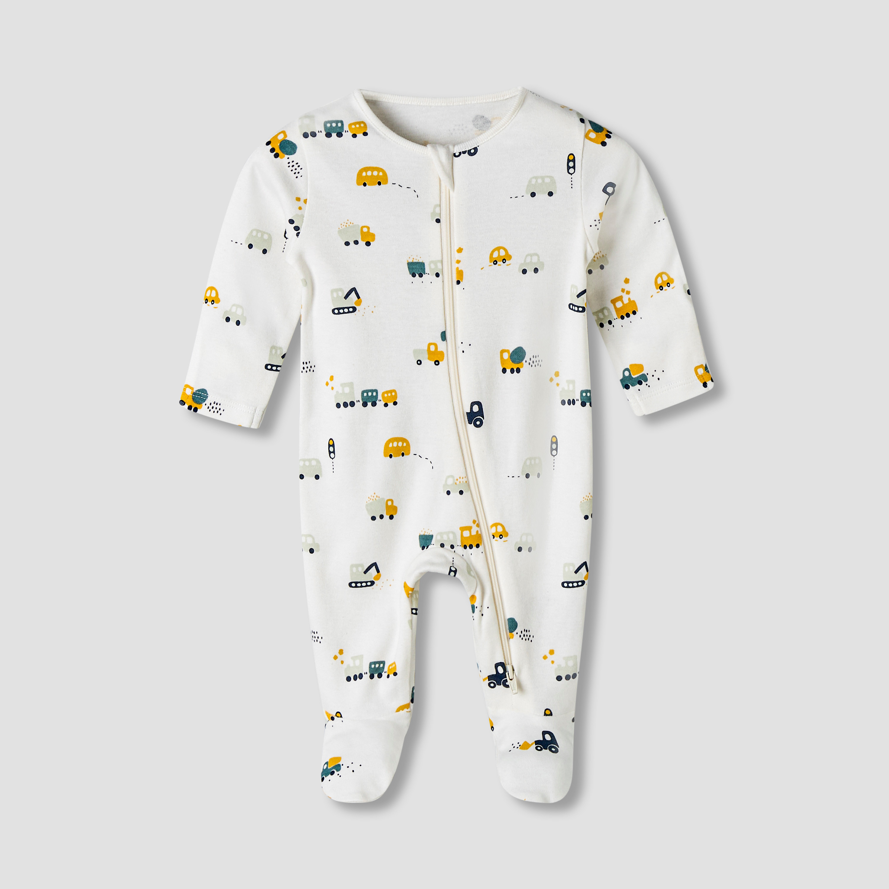 طقم من 3 بدلات نوم قطن عضوي بياقة مستديرة وأكمام طويلة وطبعات من جونيورز-baby-boys-clothing-nightwear-sleepsuits-image-3