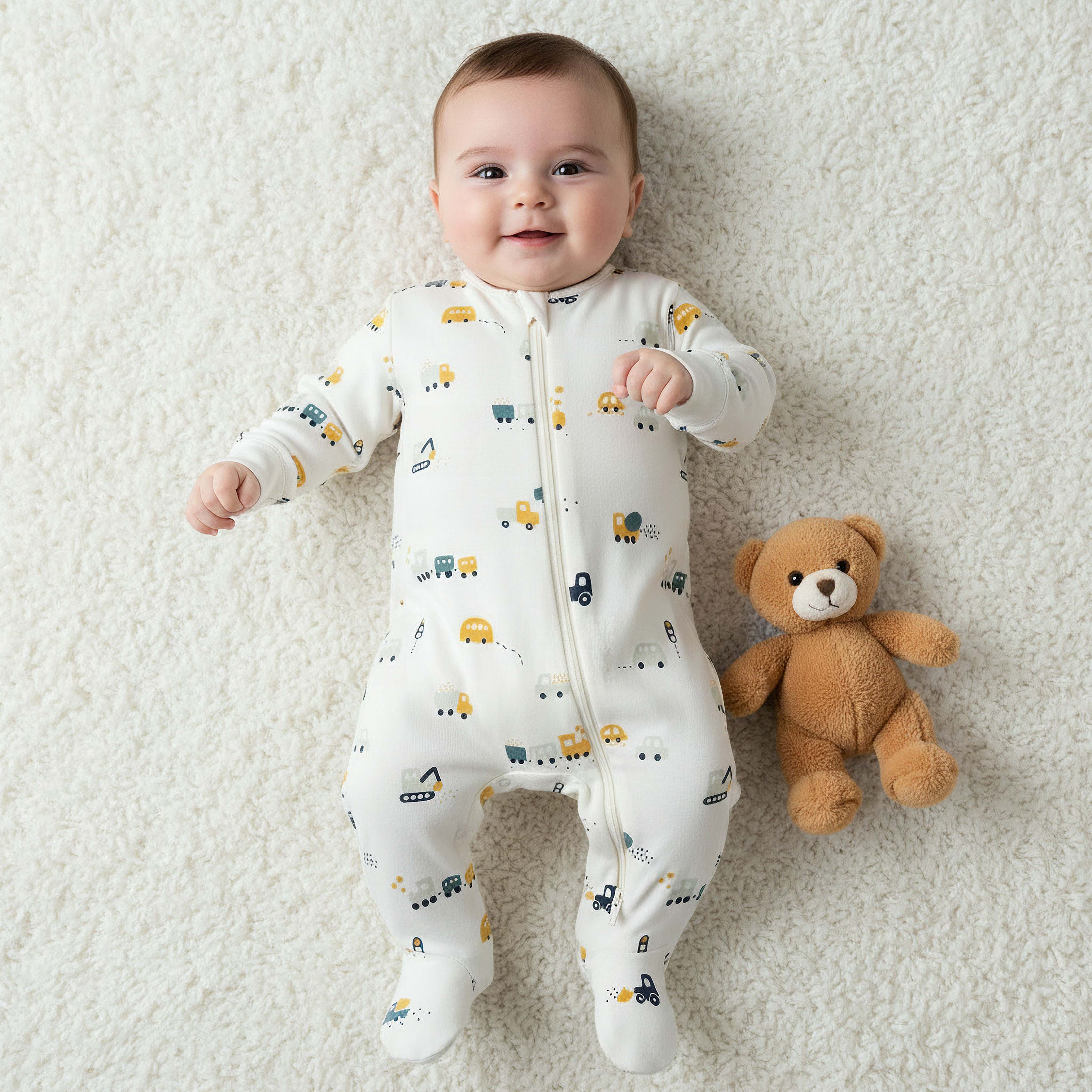 طقم من 3 بدلات نوم قطن عضوي بياقة مستديرة وأكمام طويلة وطبعات من جونيورز-baby-boys-clothing-nightwear-sleepsuits-image-6