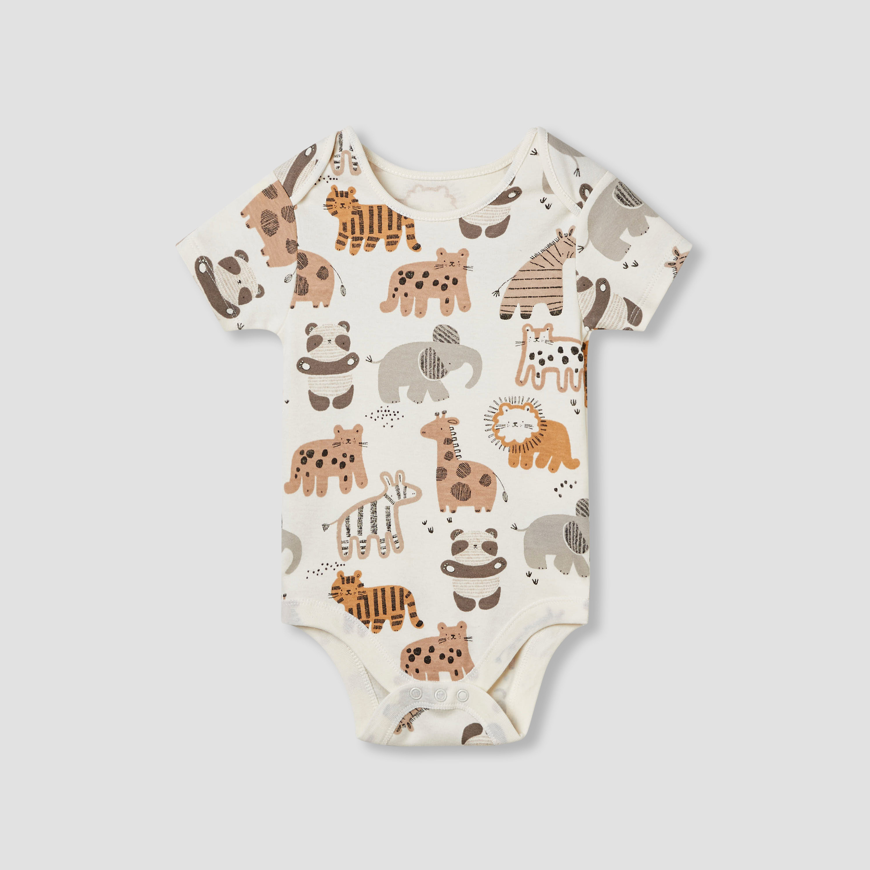 Juniors Printed Bodysuit with Short Sleeves and Button Closure - Set of 3-baby-boys-clothing-bodysuits-image-4