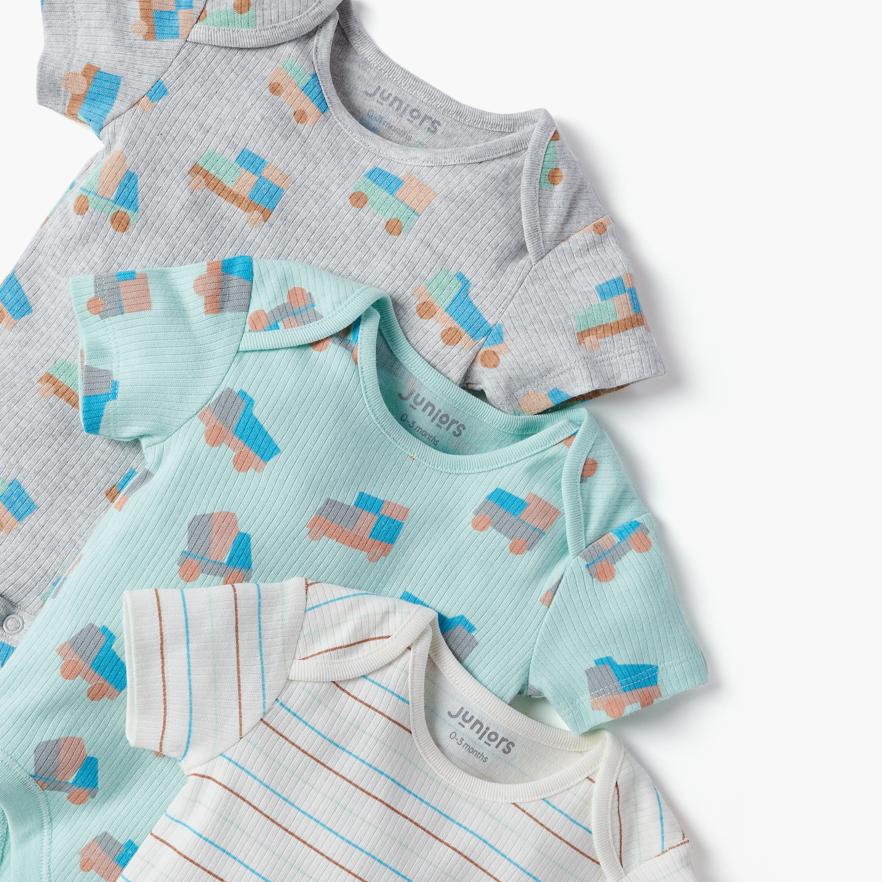 Juniors Printed Bodysuit with Short Sleeves and Button Closure - Set of 3-baby-boys-clothing-multipacks-image-5