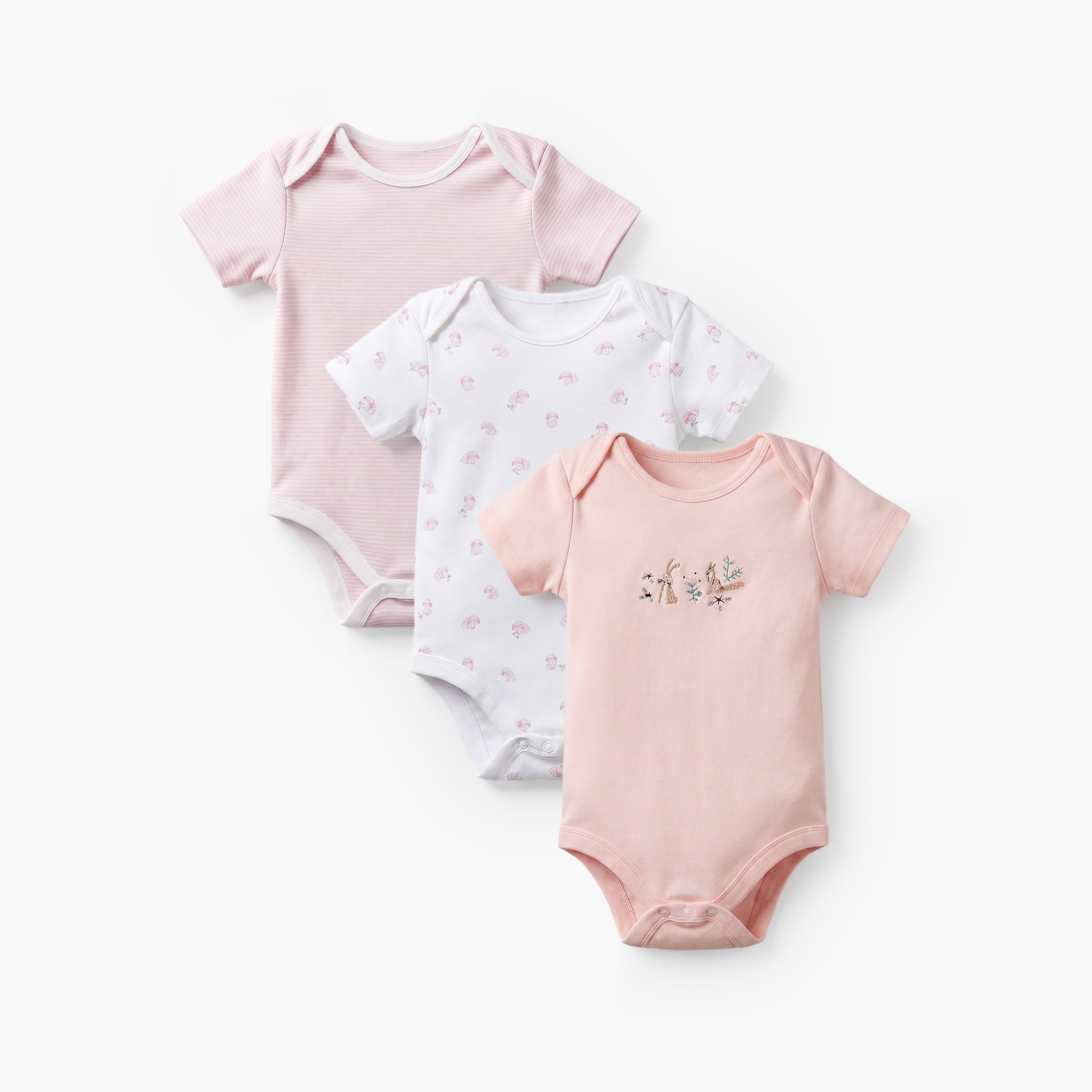 طقم بودي سوت قطن بياقة مستديرة وأكمام طويلة من 3 قطع من جونيورز-baby-girls-clothing-bodysuits-image-1