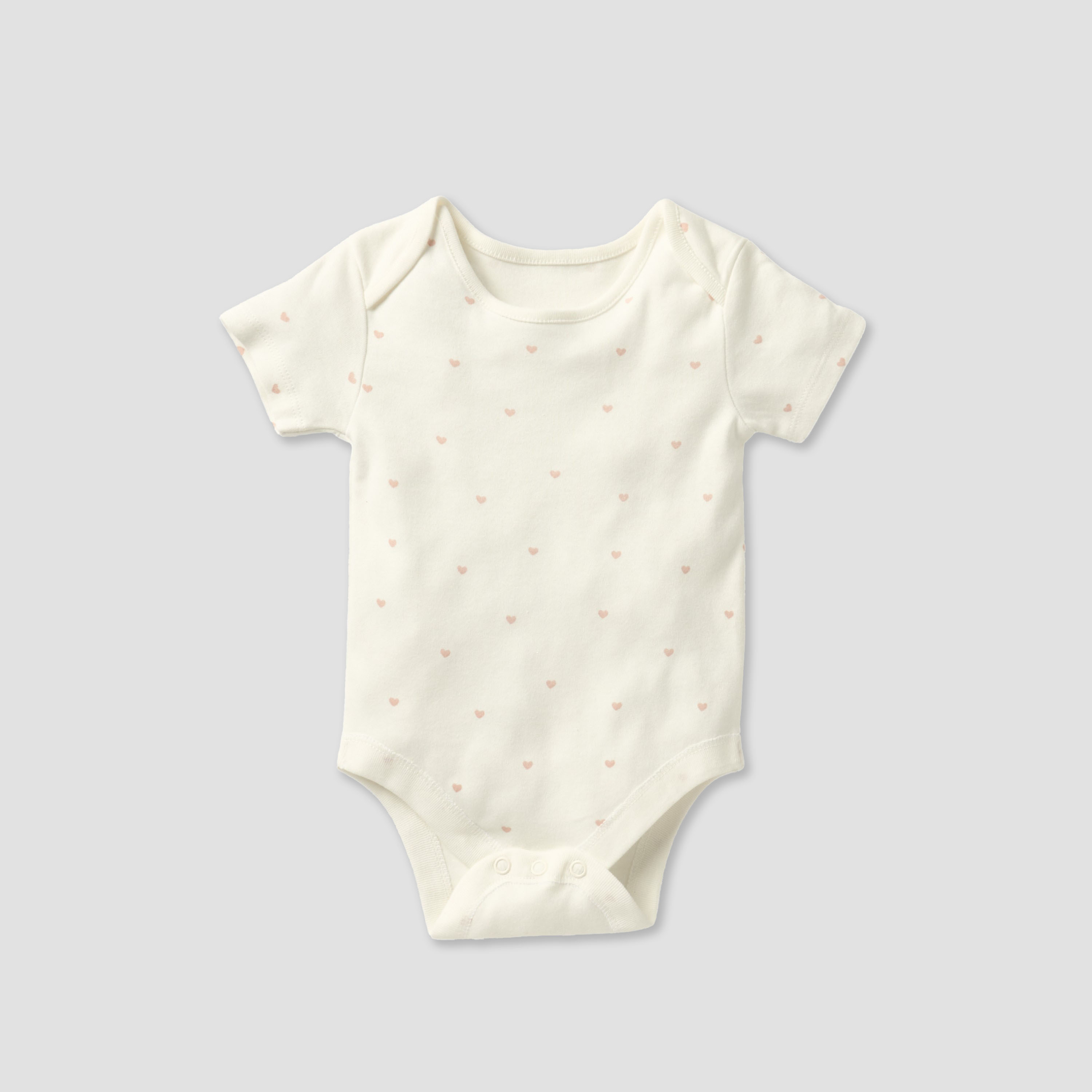 Juniors Heart Detail Bodysuit with Short Sleeves and Button Closure - Set of 3-baby-girls-clothing-bodysuits-image-2