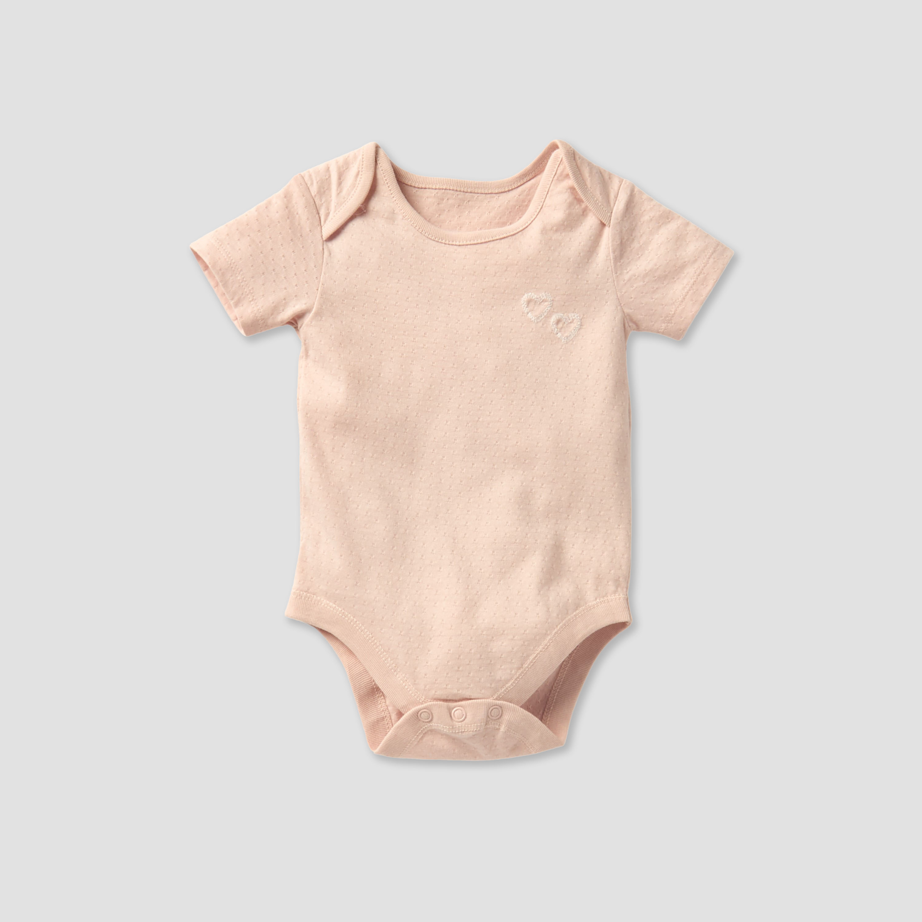 Juniors Heart Detail Bodysuit with Short Sleeves and Button Closure - Set of 3-baby-girls-clothing-bodysuits-image-3