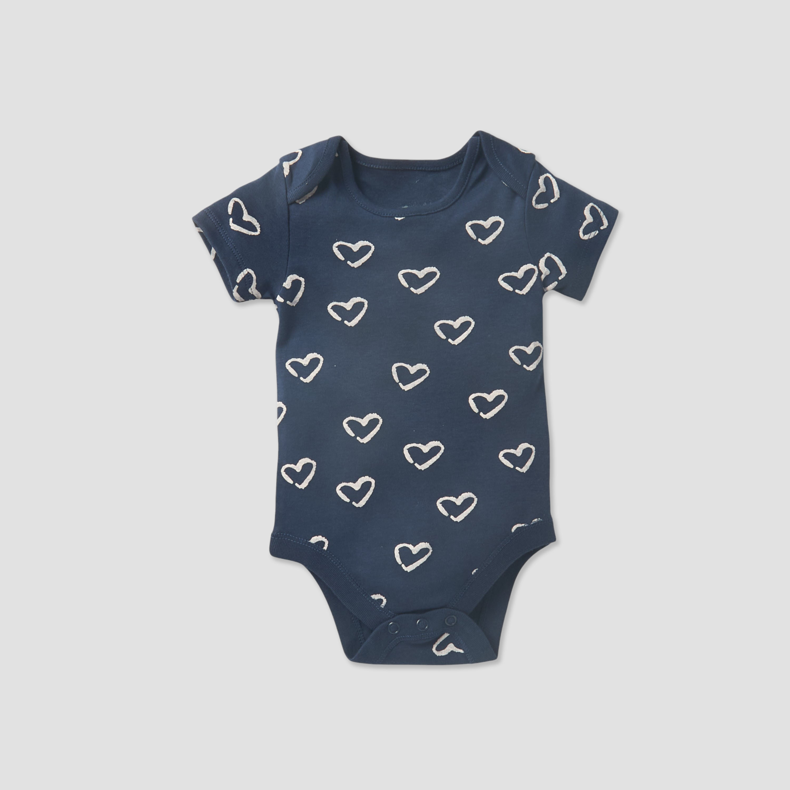 Juniors Heart Detail Bodysuit with Short Sleeves and Button Closure - Set of 3-baby-girls-clothing-bodysuits-image-4
