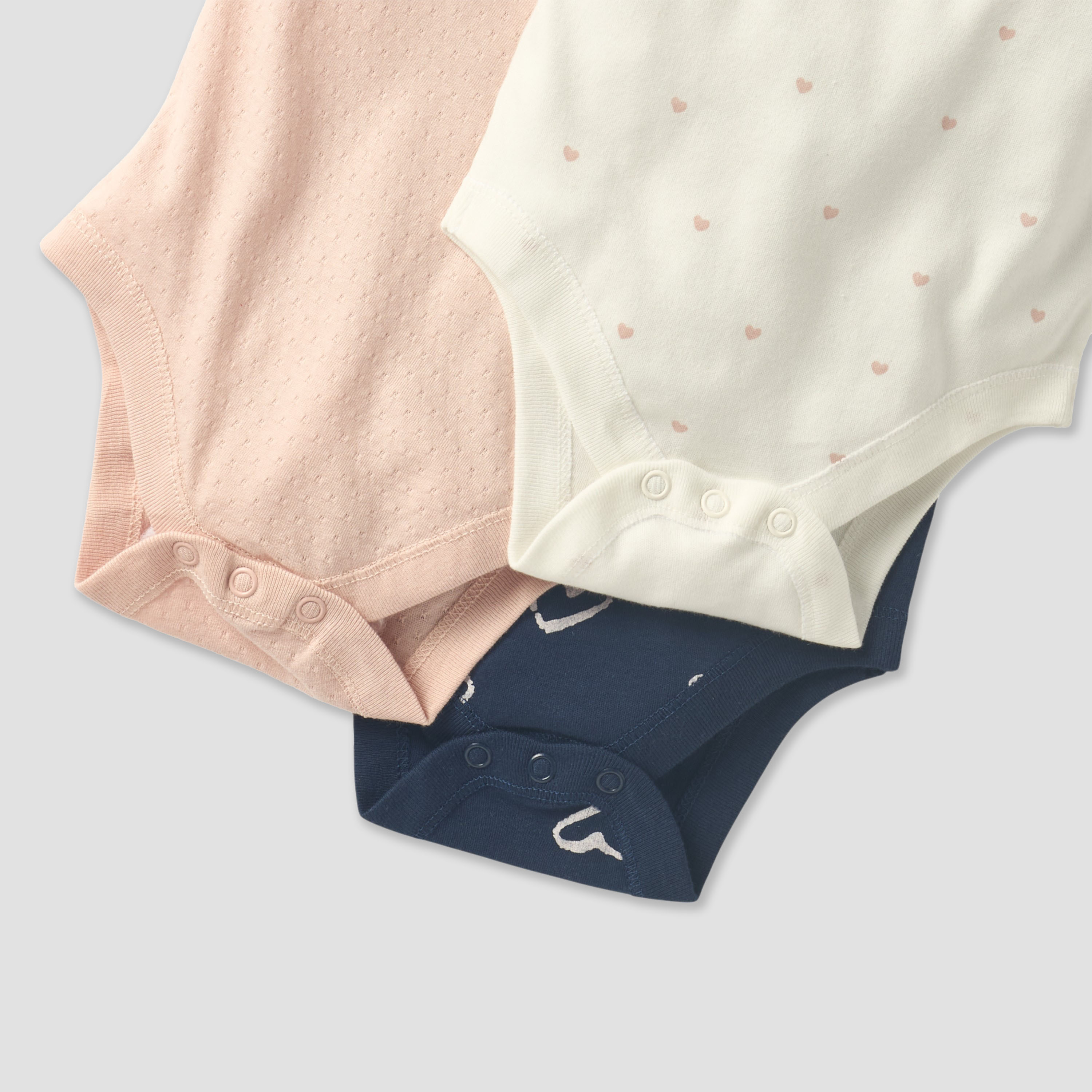 Juniors Heart Detail Bodysuit with Short Sleeves and Button Closure - Set of 3-baby-girls-clothing-bodysuits-image-6