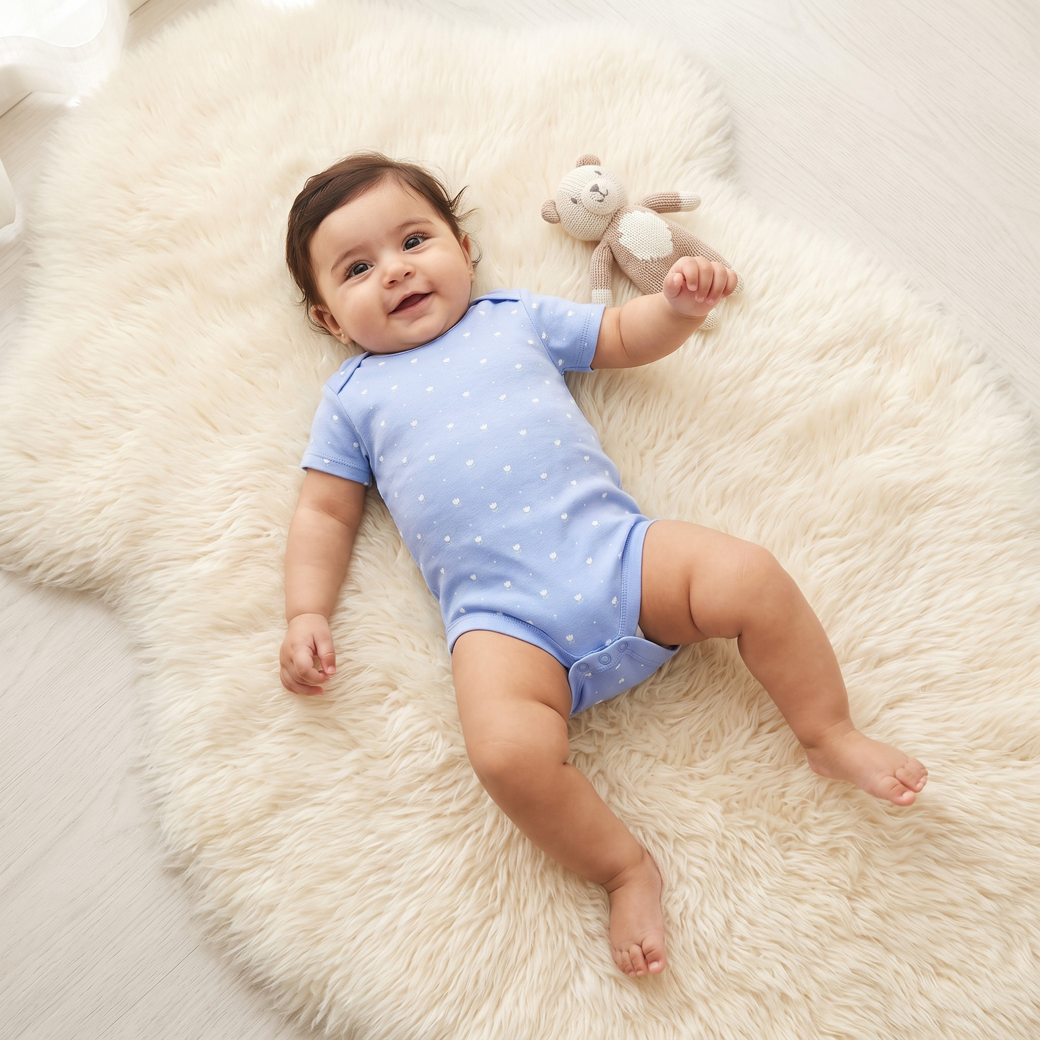 بودي سوت قطن بأكمام قصيرة وياقة ضيقة بطبعات زهور من جونيورز - طقم من 3 قطع-baby-girls-clothing-bodysuits-image-2
