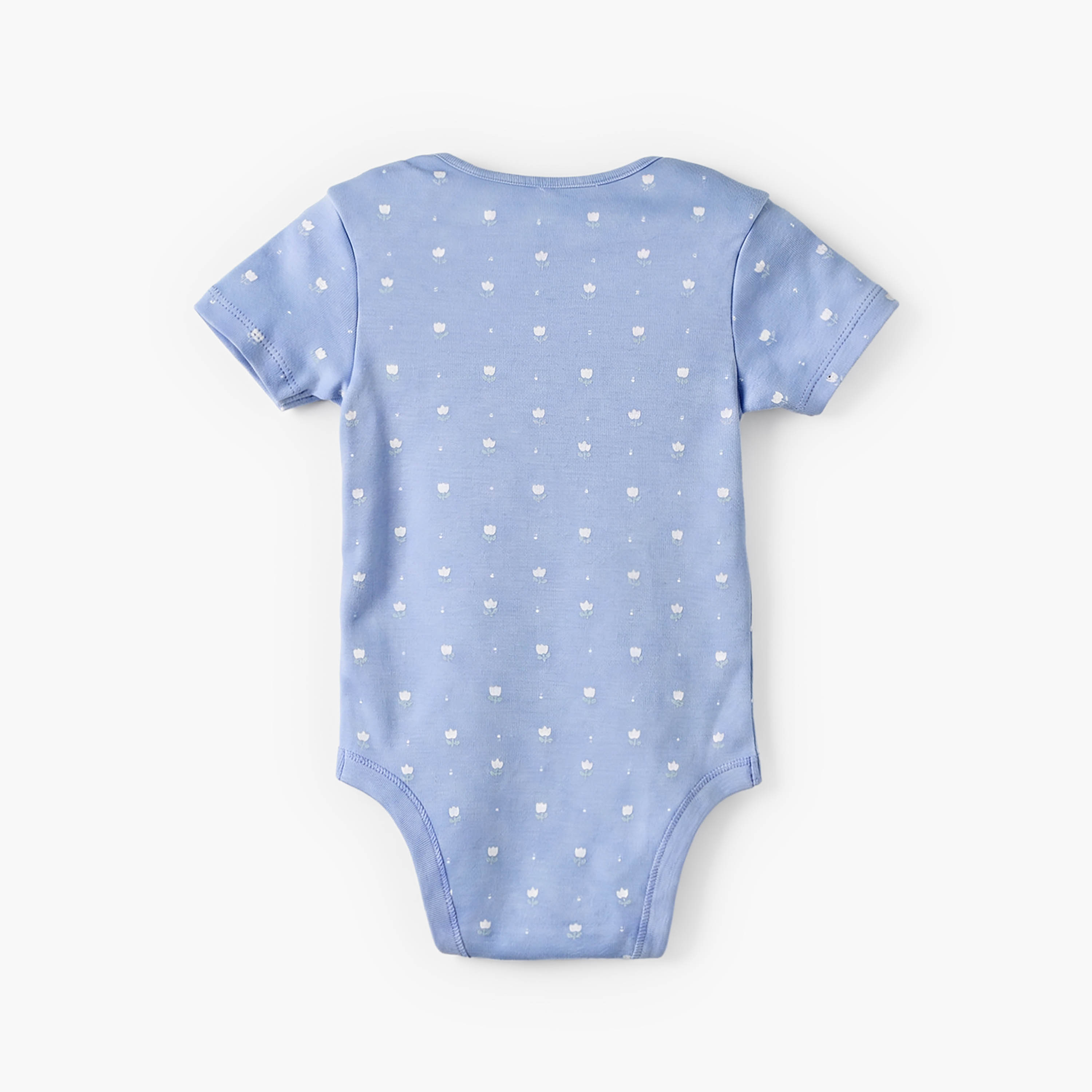 بودي سوت قطن بأكمام قصيرة وياقة ضيقة بطبعات زهور من جونيورز - طقم من 3 قطع-baby-girls-clothing-bodysuits-image-4