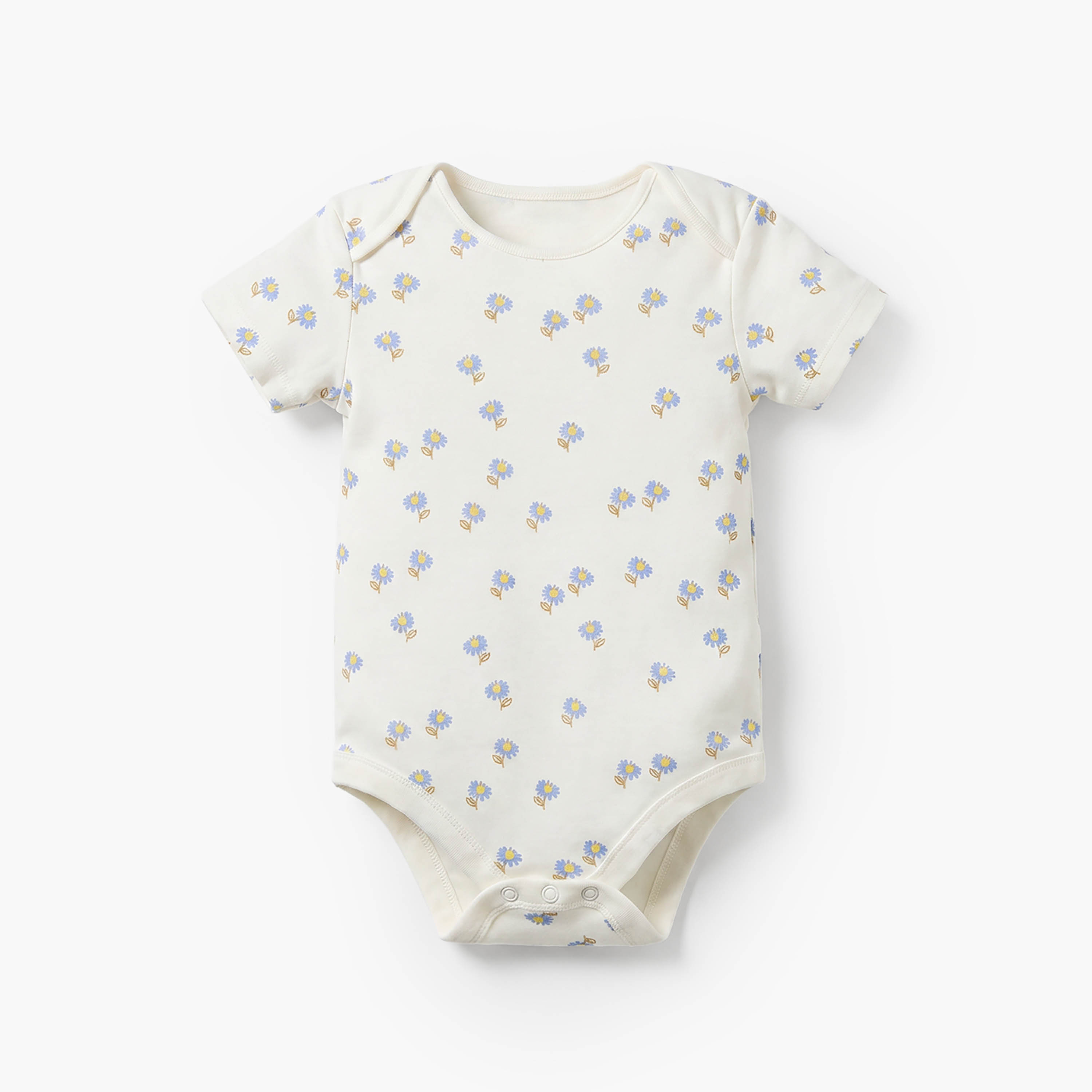 بودي سوت قطن بأكمام قصيرة وياقة ضيقة بطبعات زهور من جونيورز - طقم من 3 قطع-baby-girls-clothing-bodysuits-image-7