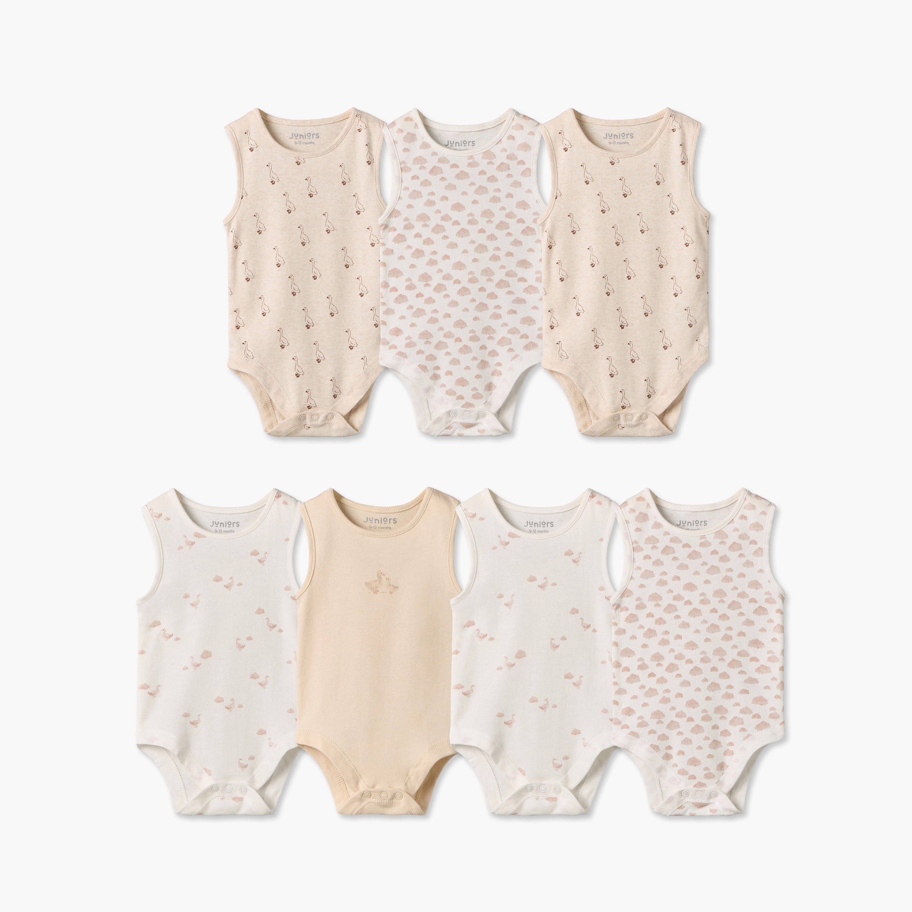 Pack of 7 Juniors Crew Neck Sleeveless Bodysuit with Duck Print-baby-boys-clothing-bodysuits-image-1