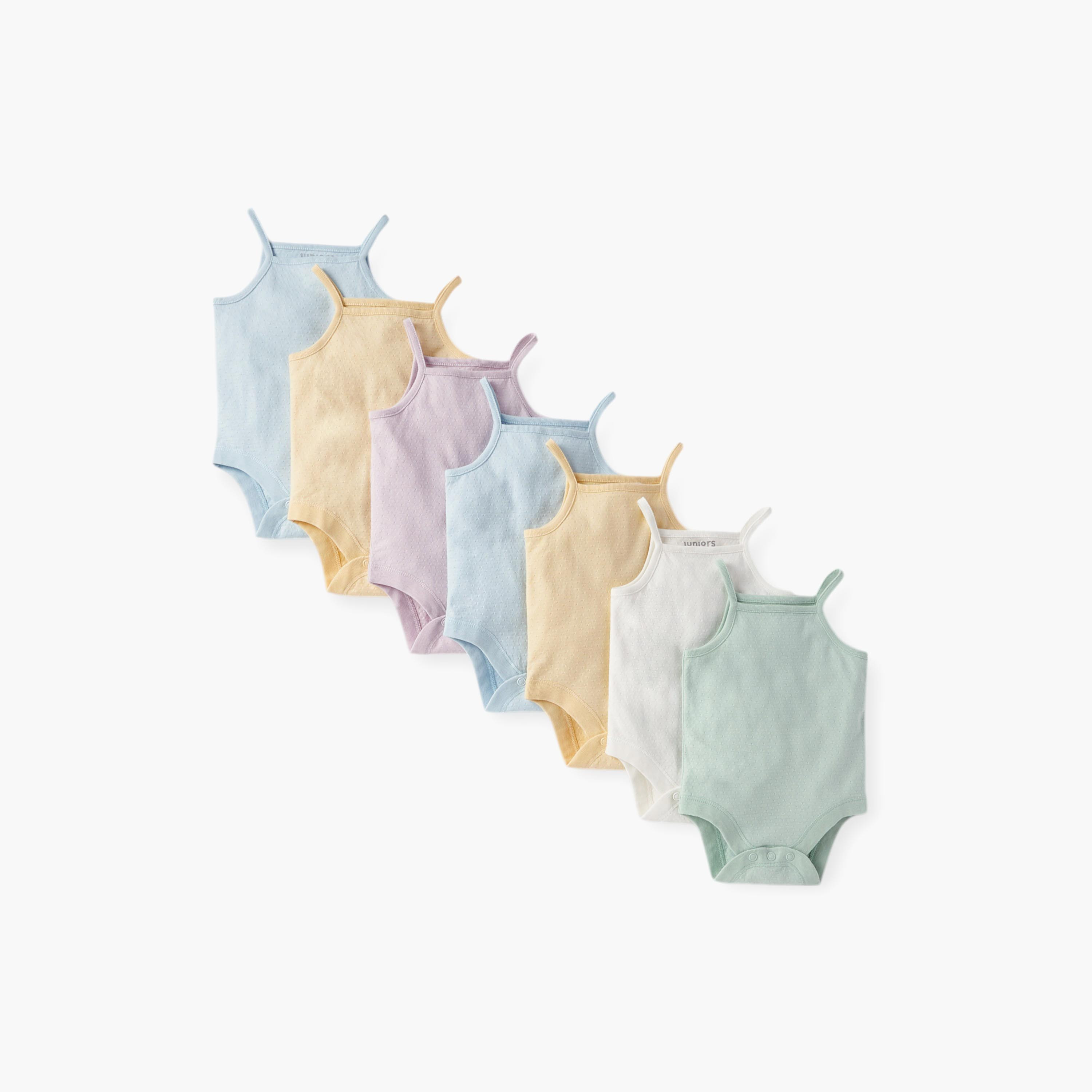 Juniors Textured Strappy Bodysuit - Set of 7-baby-boys-clothing-bodysuits-image-1