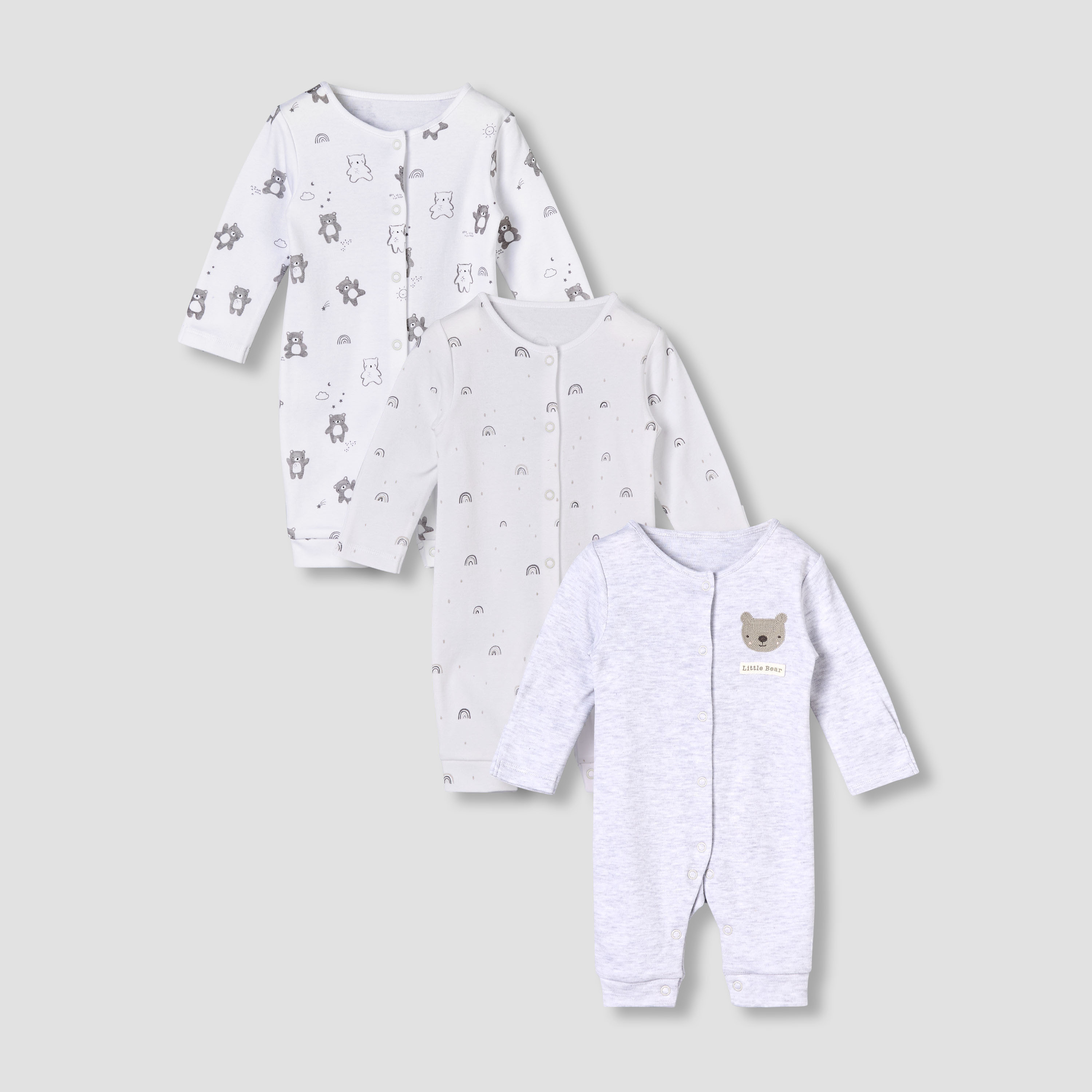Pack of 3 Juniors Round Neck Long Sleeves Sleepsuit with Print-baby-boys-clothing-nightwear-sleepsuits-image-1